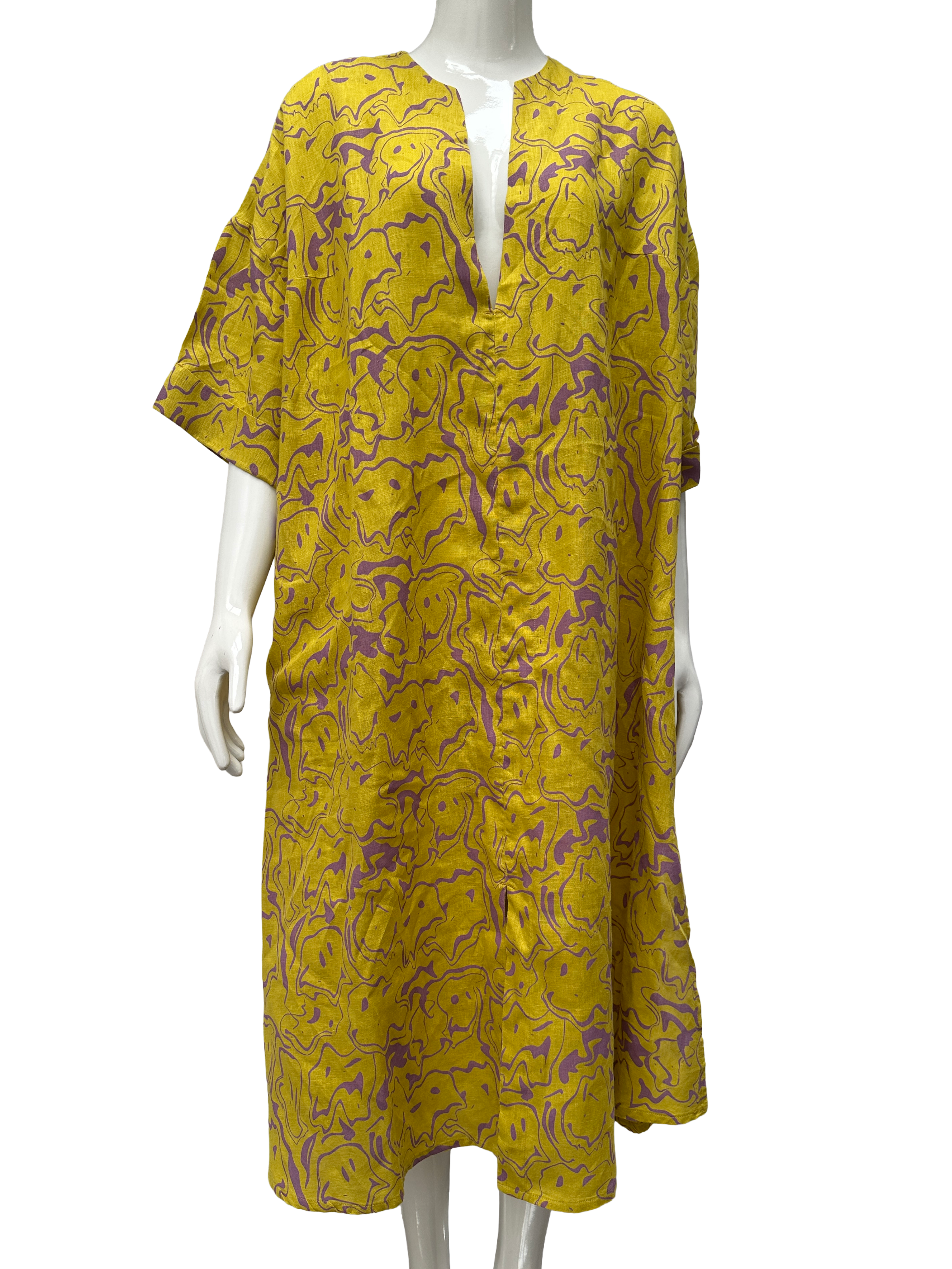 OAS yellow printed linen dress - size XS/S