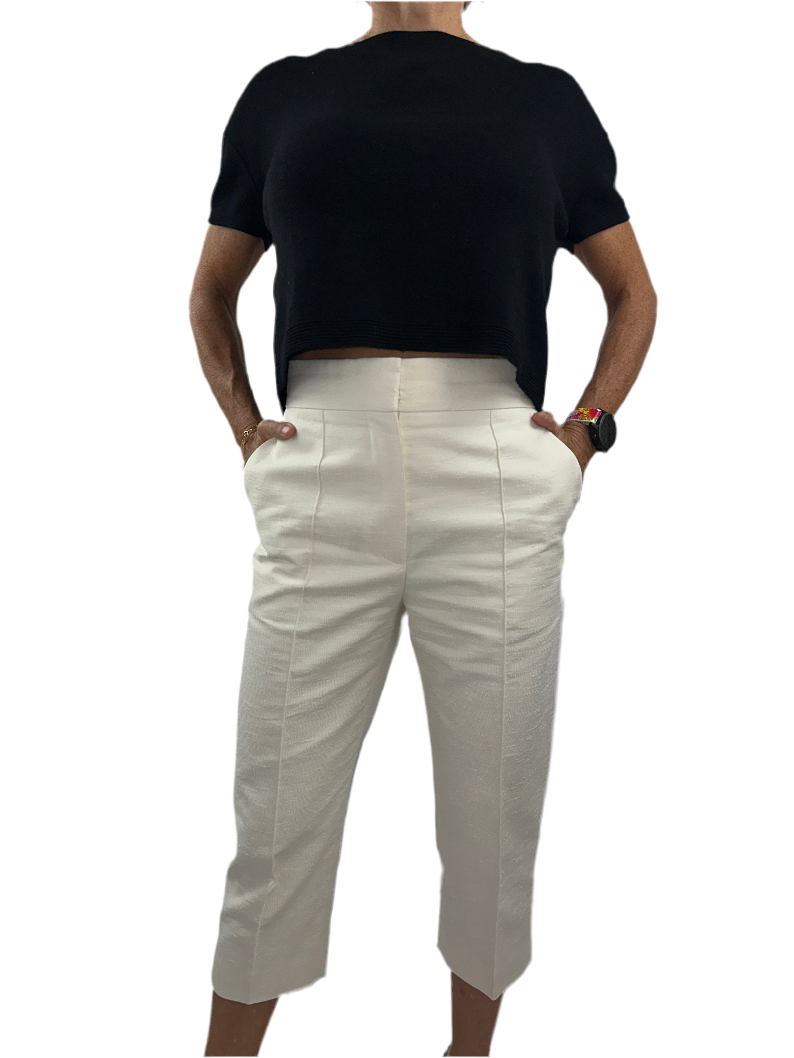 Dior short white pants with embossed lines - size 34