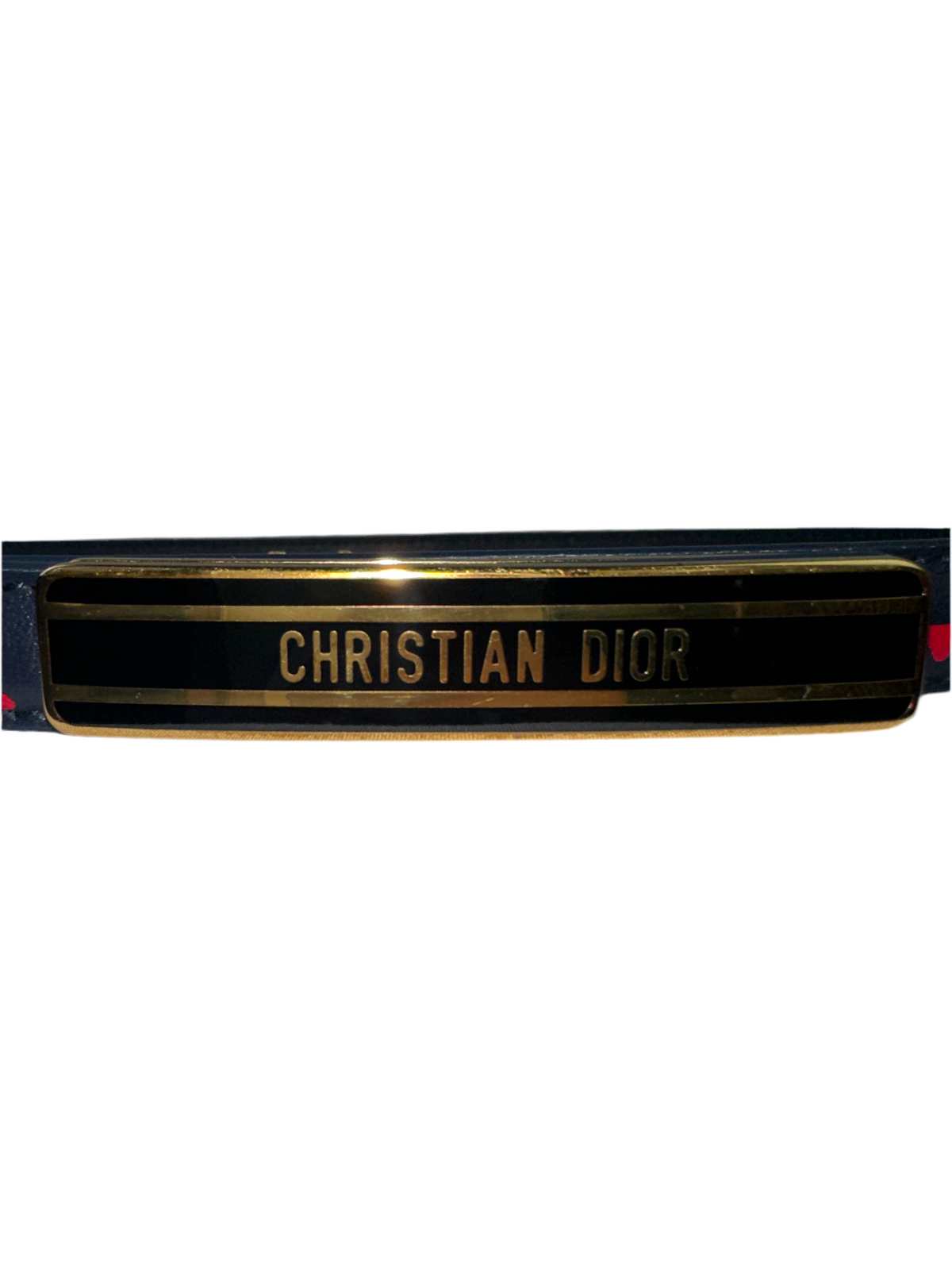 Dior ID Fine Full leather belt Navy blue belt with red hearts