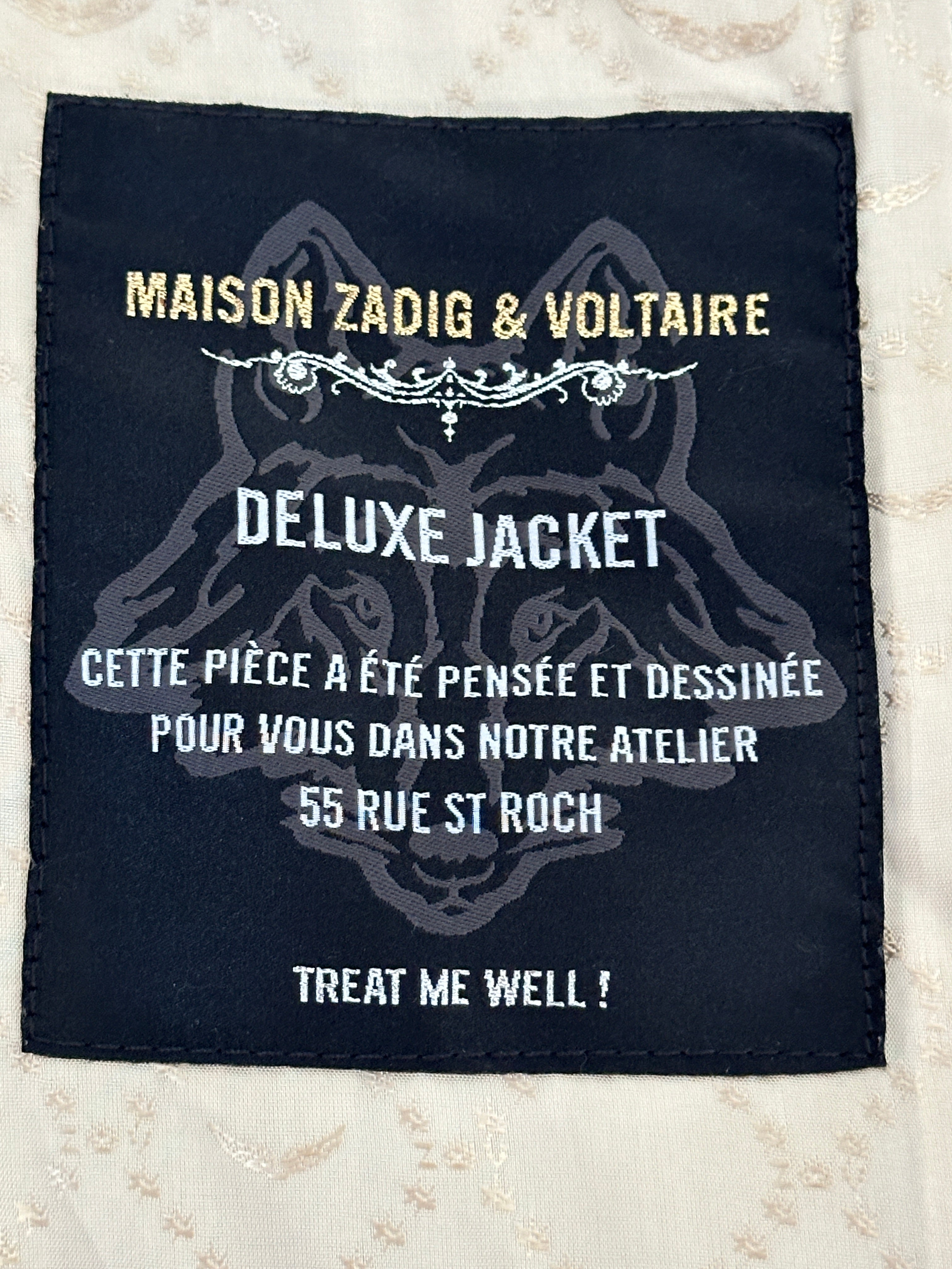 Zadig&Voltaire cream volcan jacket - size 34