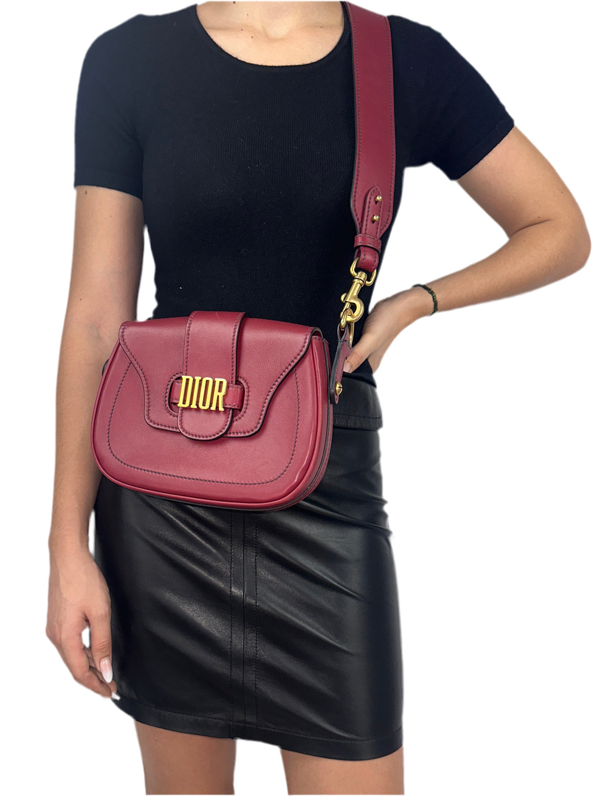 Dior red leather D-Fence crossbody bag