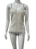 Balmain white tweed pearl-embellishes top - size 36