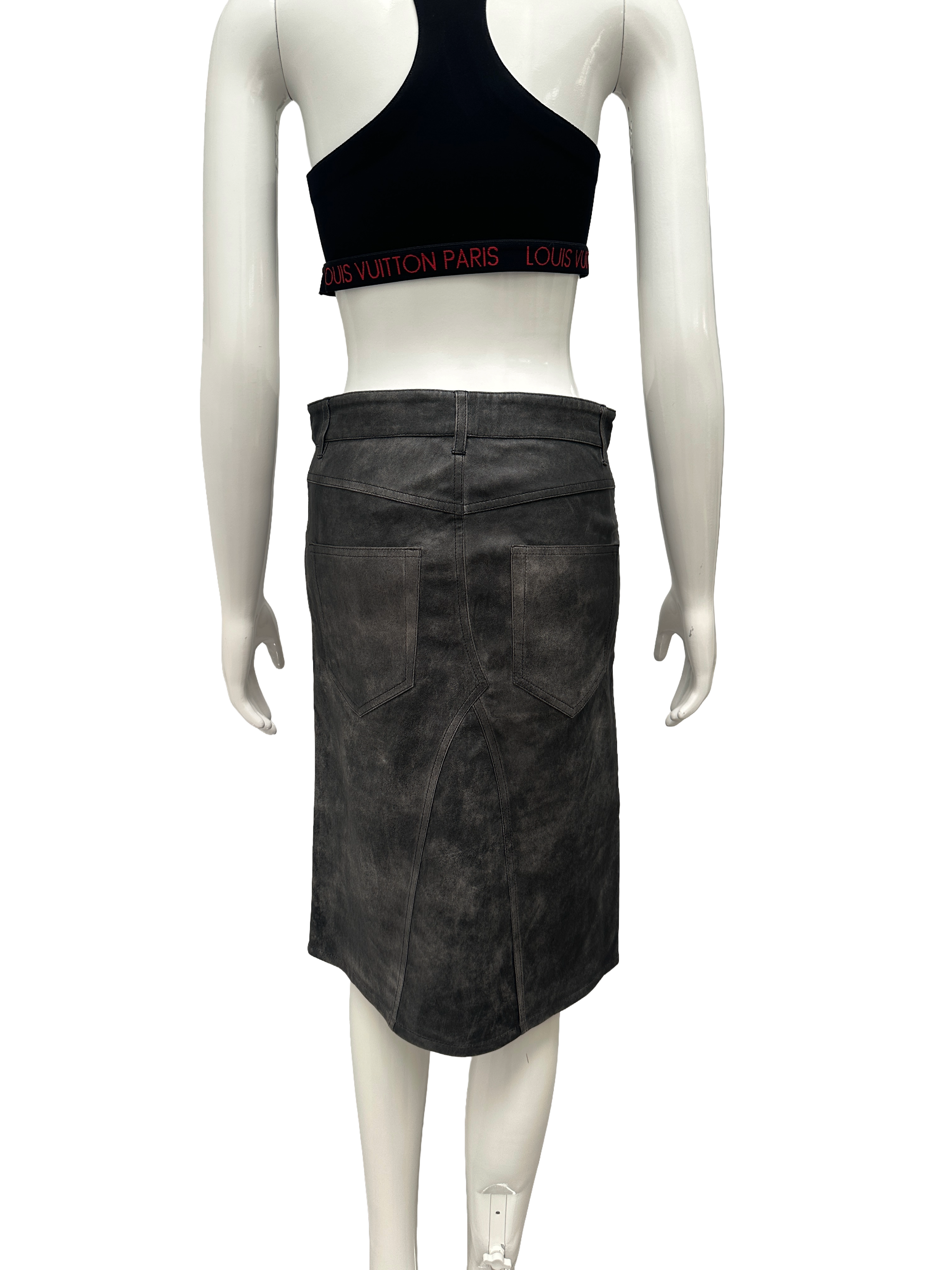 Isabel Marant Straight grey leather skirt - size 38