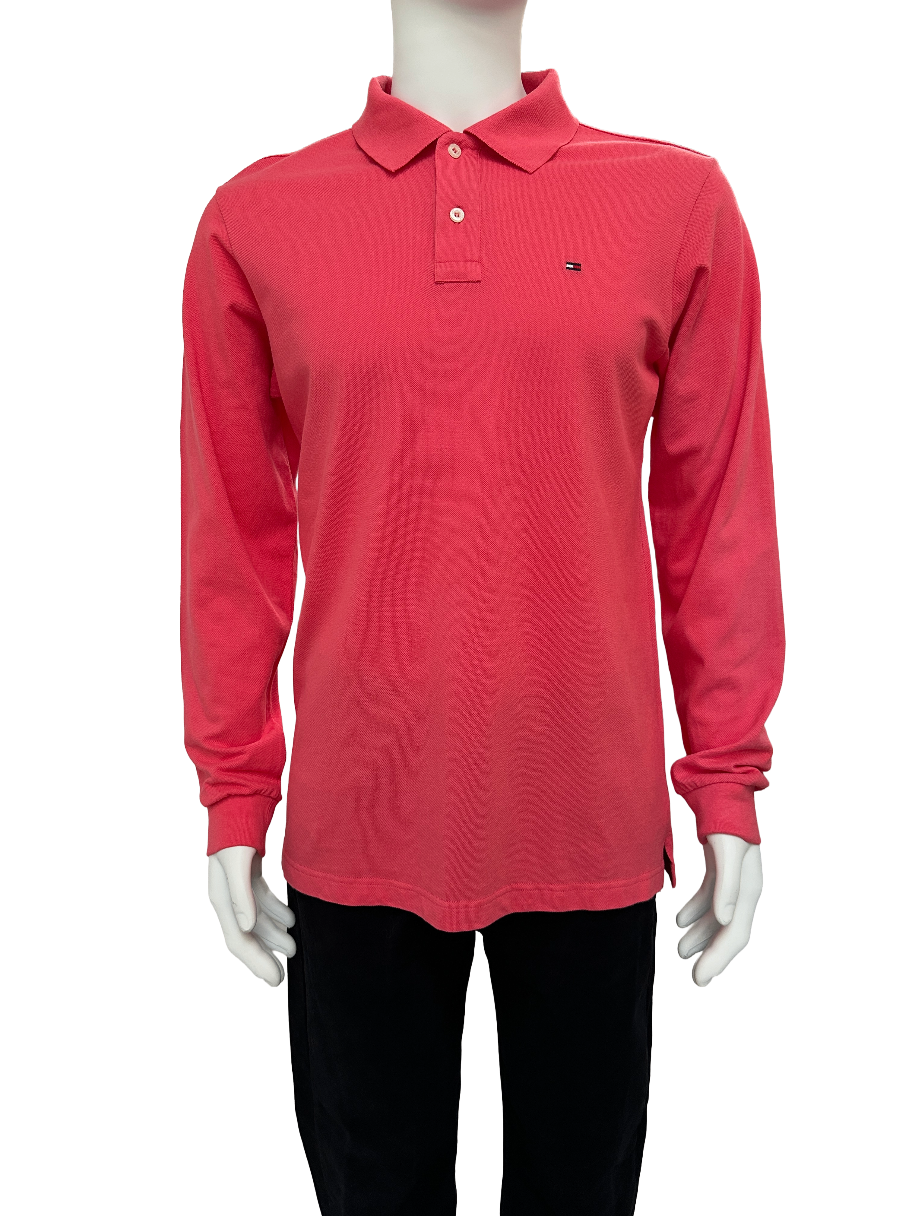 Tommy Hilfiger coral long sleeve polo shirt - size L