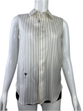 Dior white and black striped sleeveless blouse - size 36