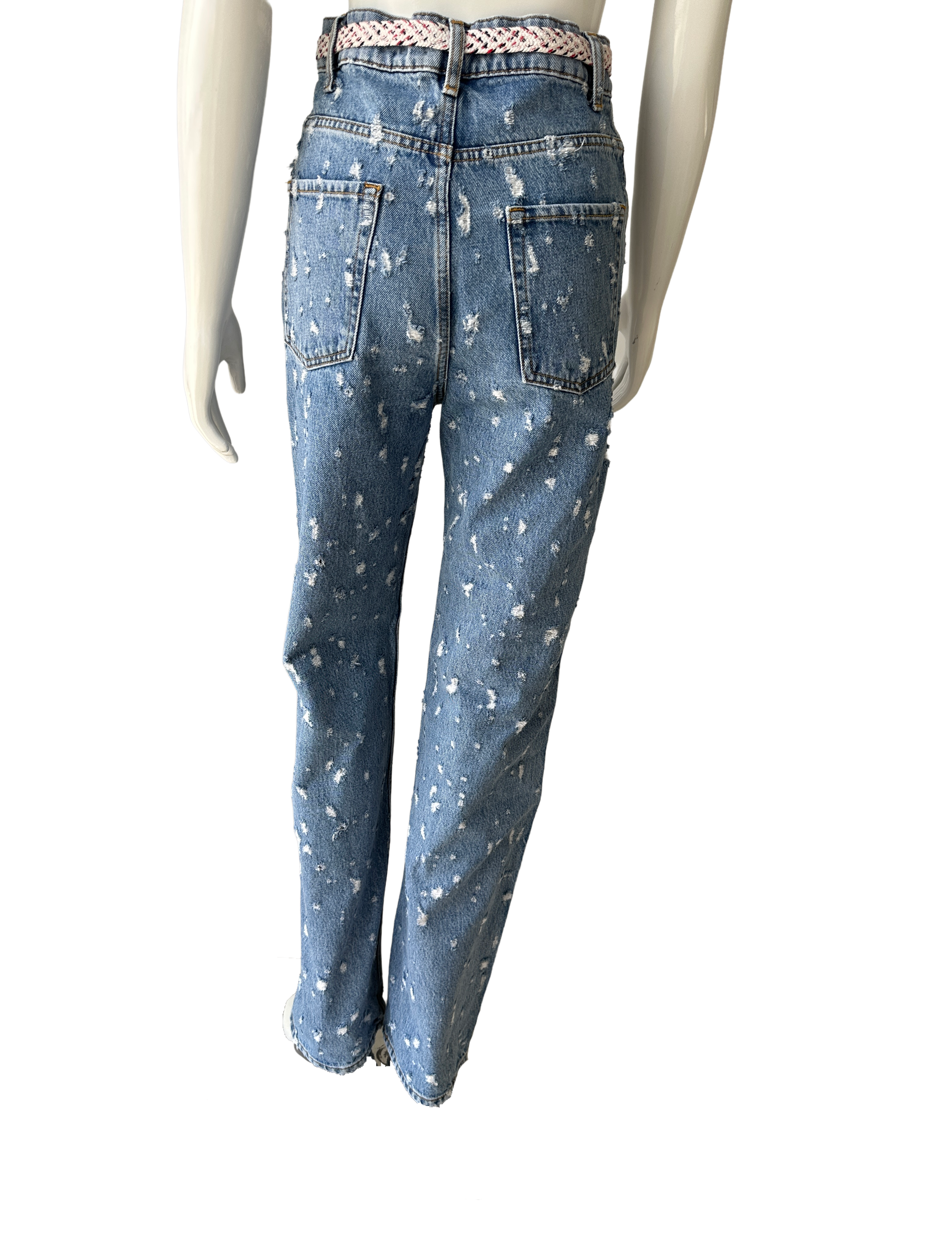 Sandro Ripped Blue Jean with belt - size 36