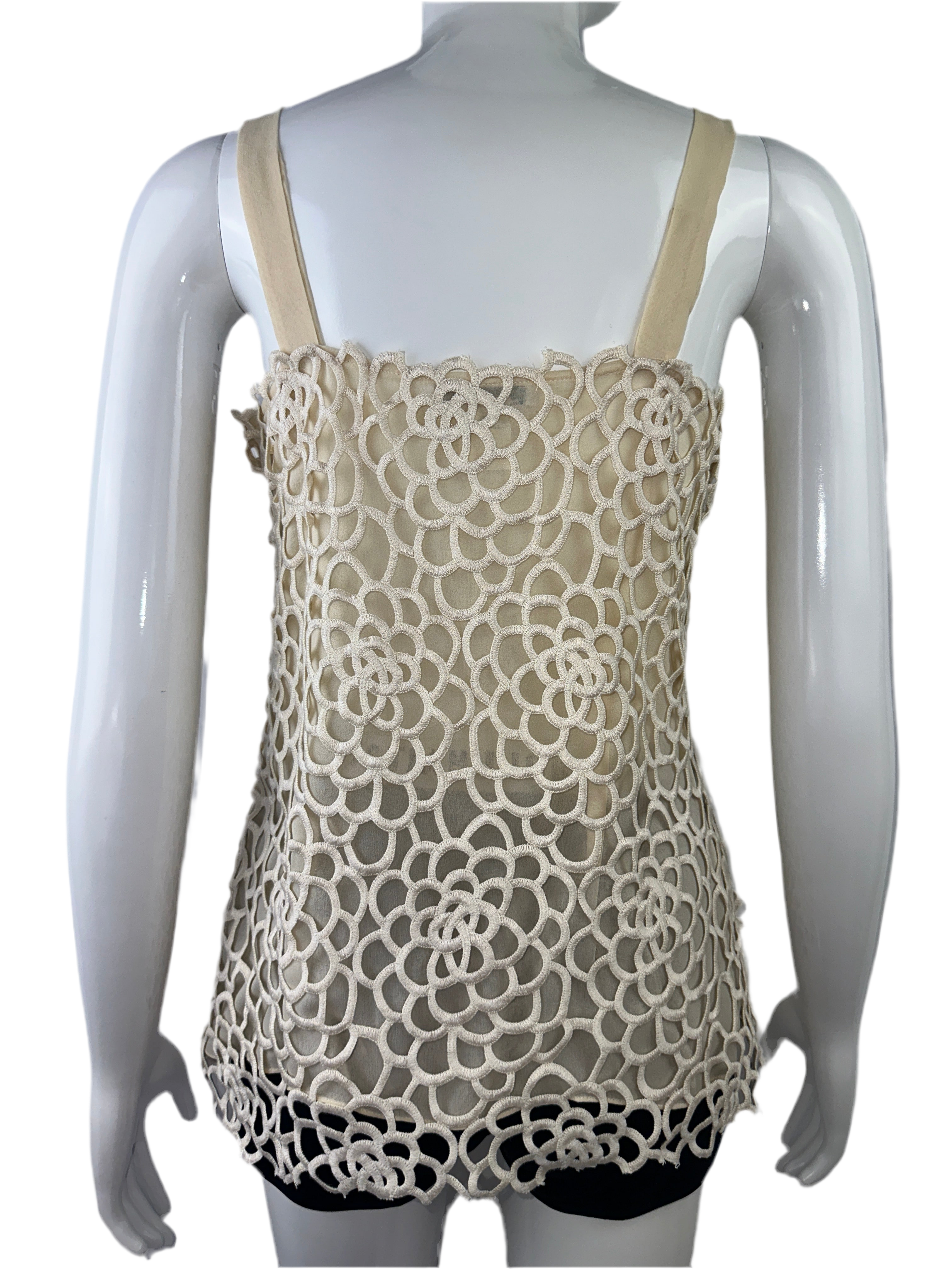 Oscar de la Renta ivory top with lace - size 38