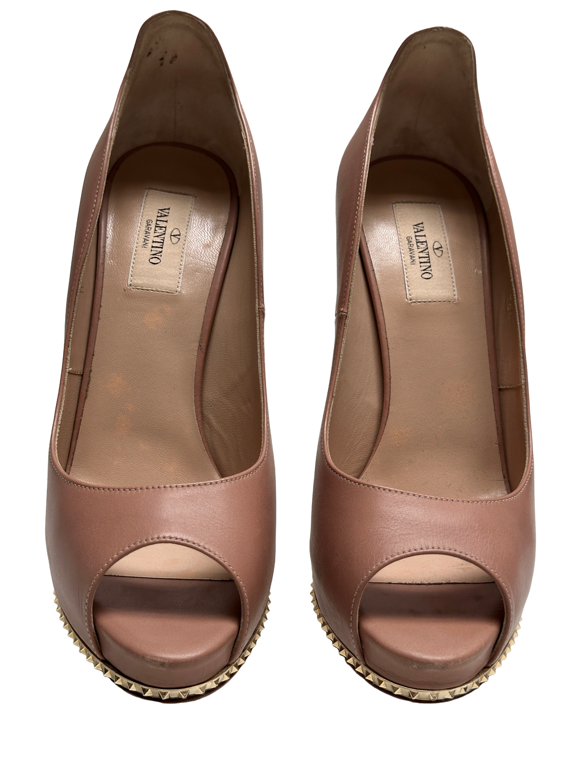Valentino nude heels with gold spikes - size 39.5