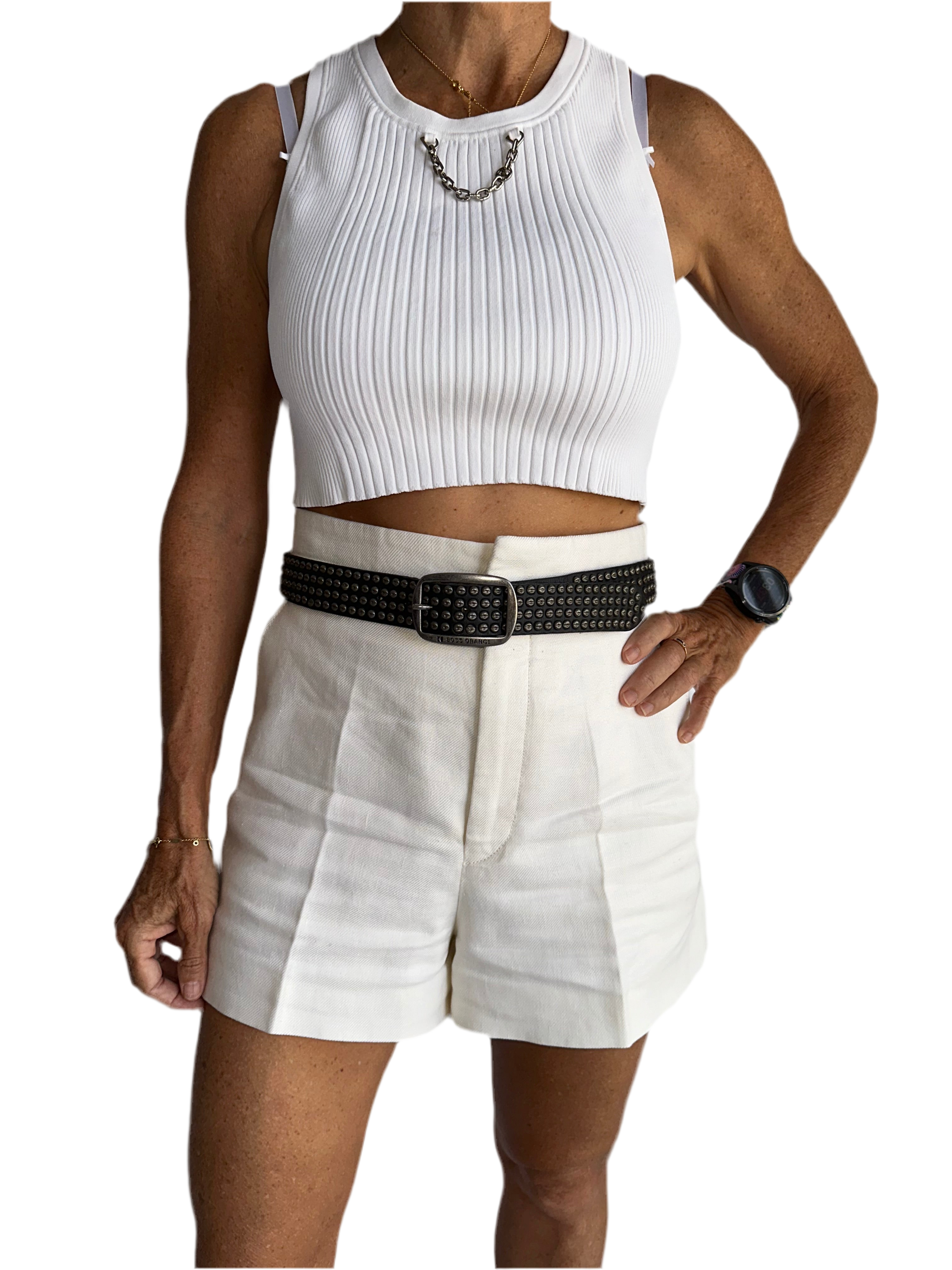 Boss Orange leather studded belt with circular rivet