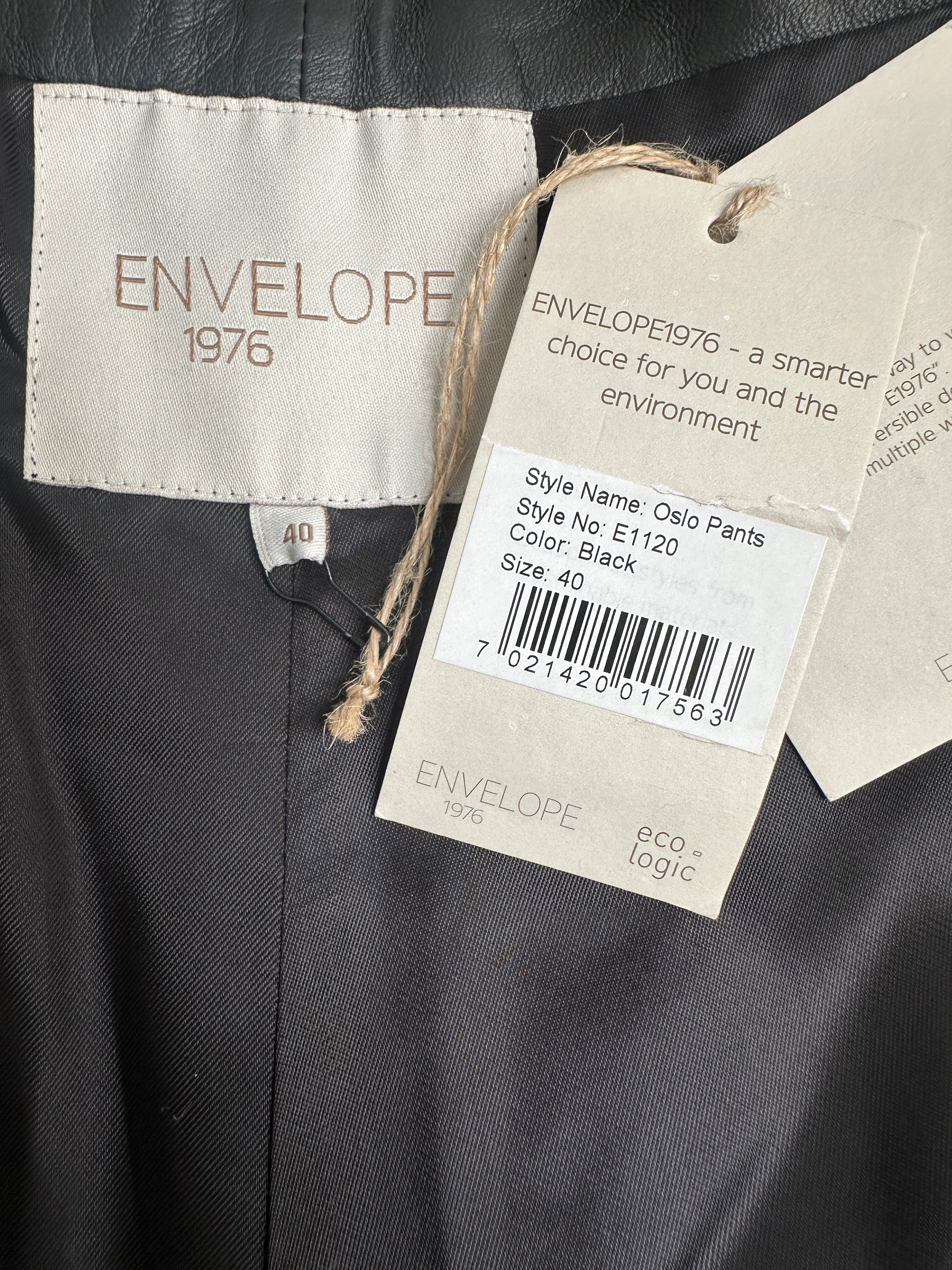 Envelope 1976 Oslo black leather tailored pants - size 40