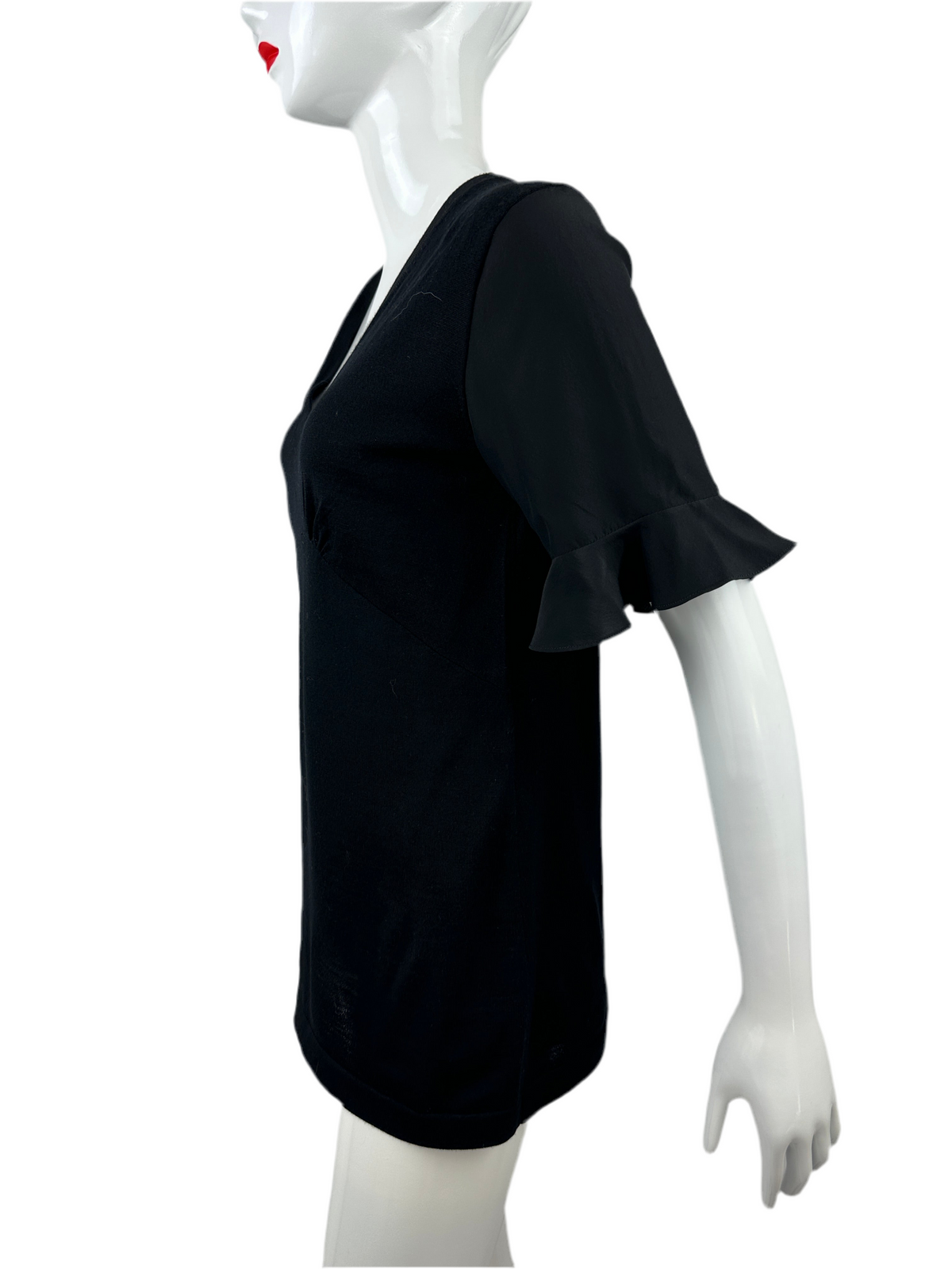 Louis Vuitton black top with V-neck and silk sleeves - size 34