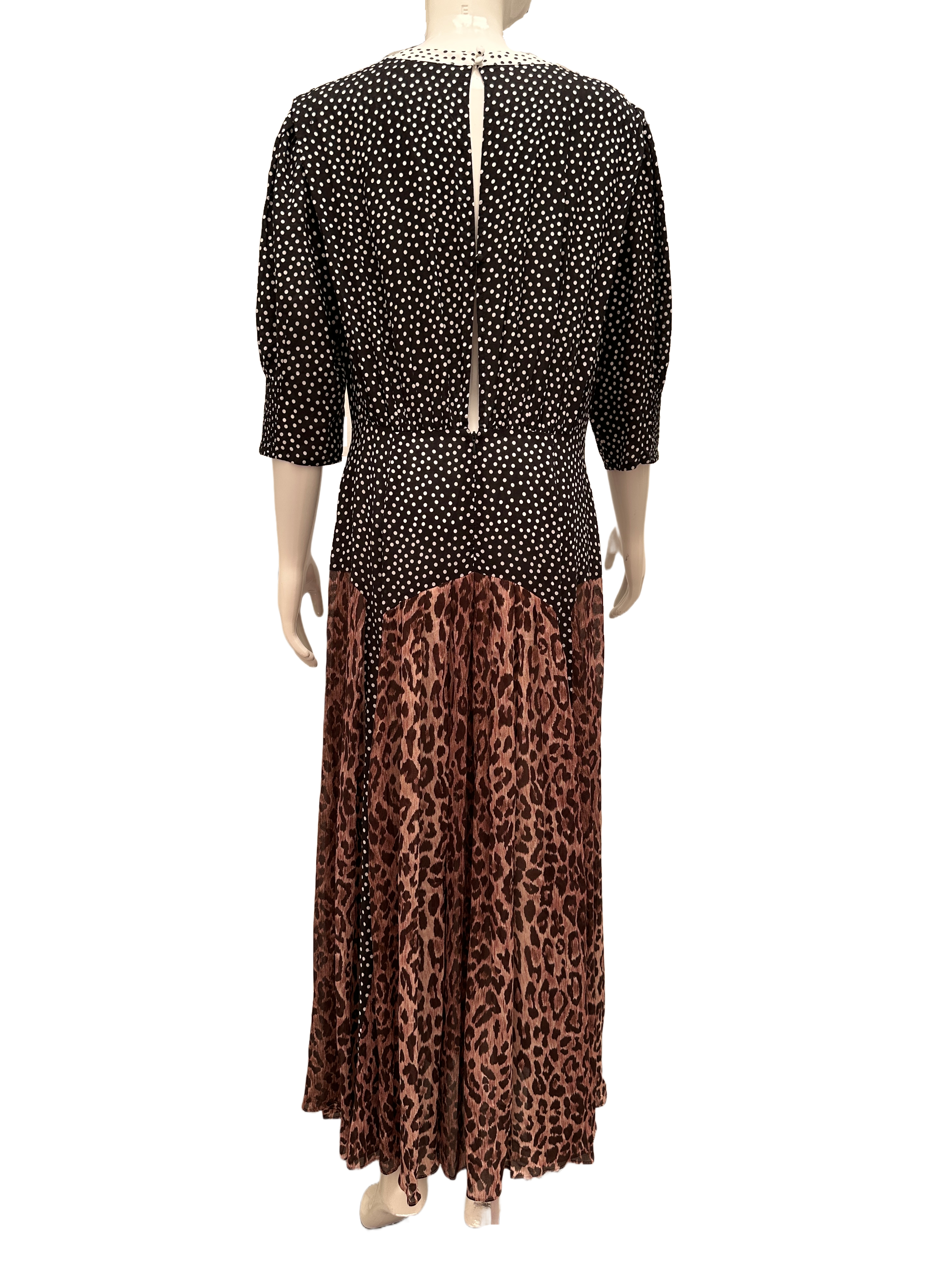 Rixo polka dot and leopard print dress - size 40