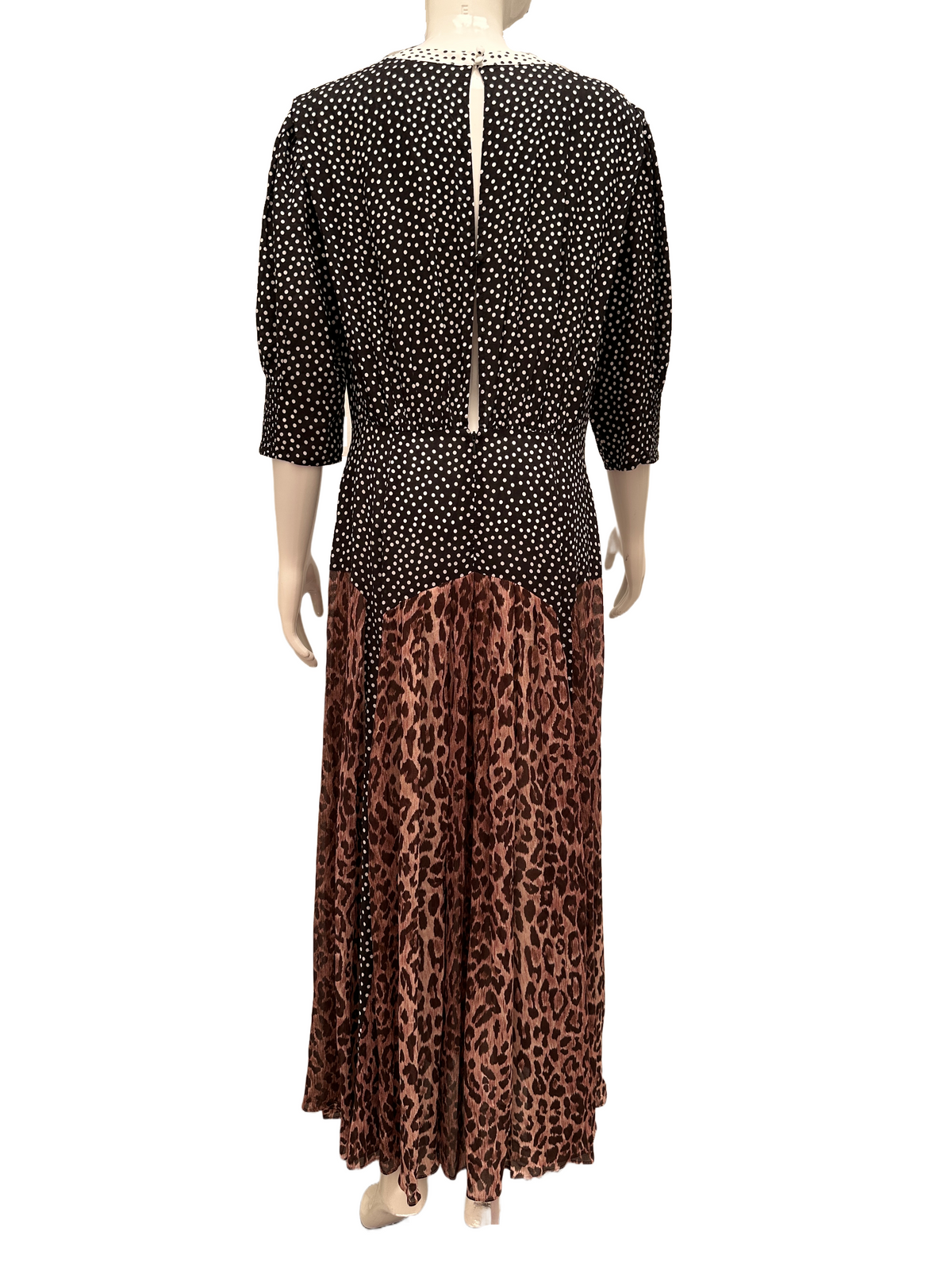 Rixo polka dot and leopard print dress - size 40