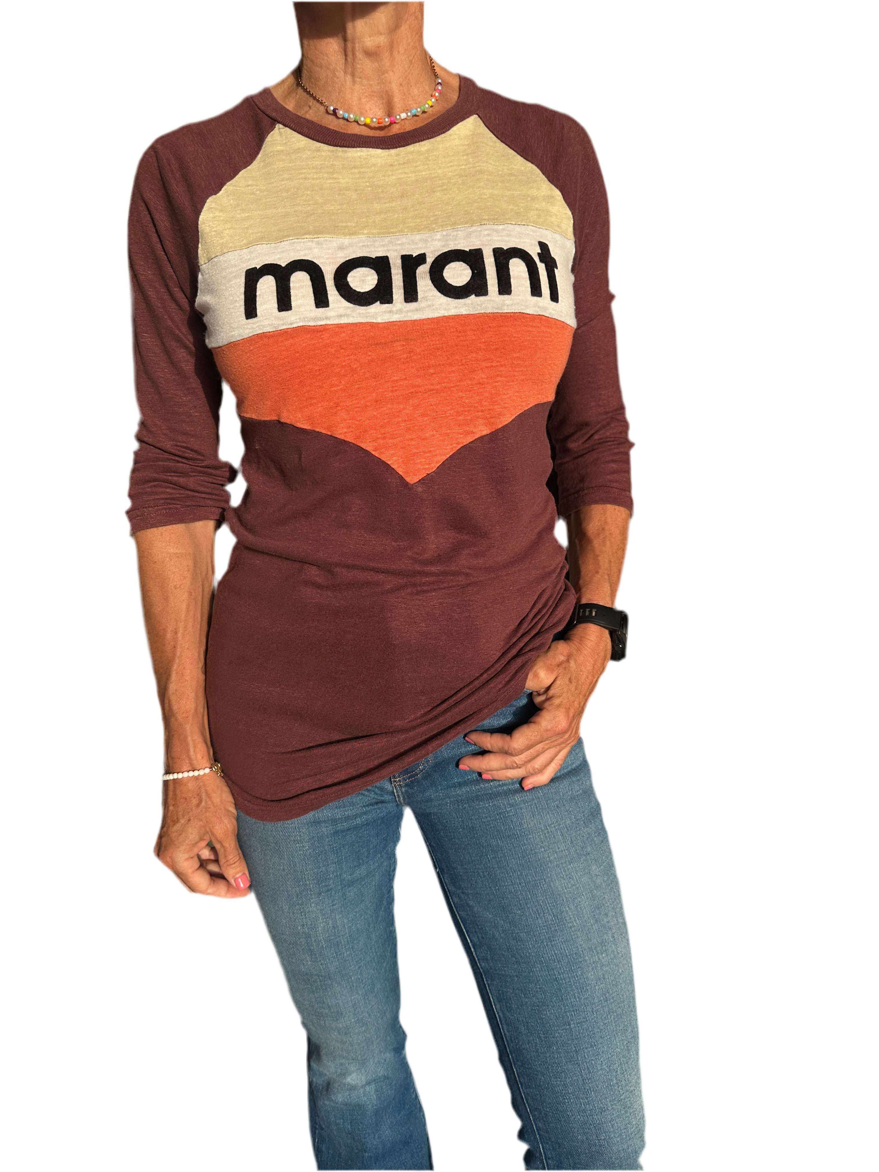 Isabel Marant Etoile Burgundy half sleeve t-shirt - size 36