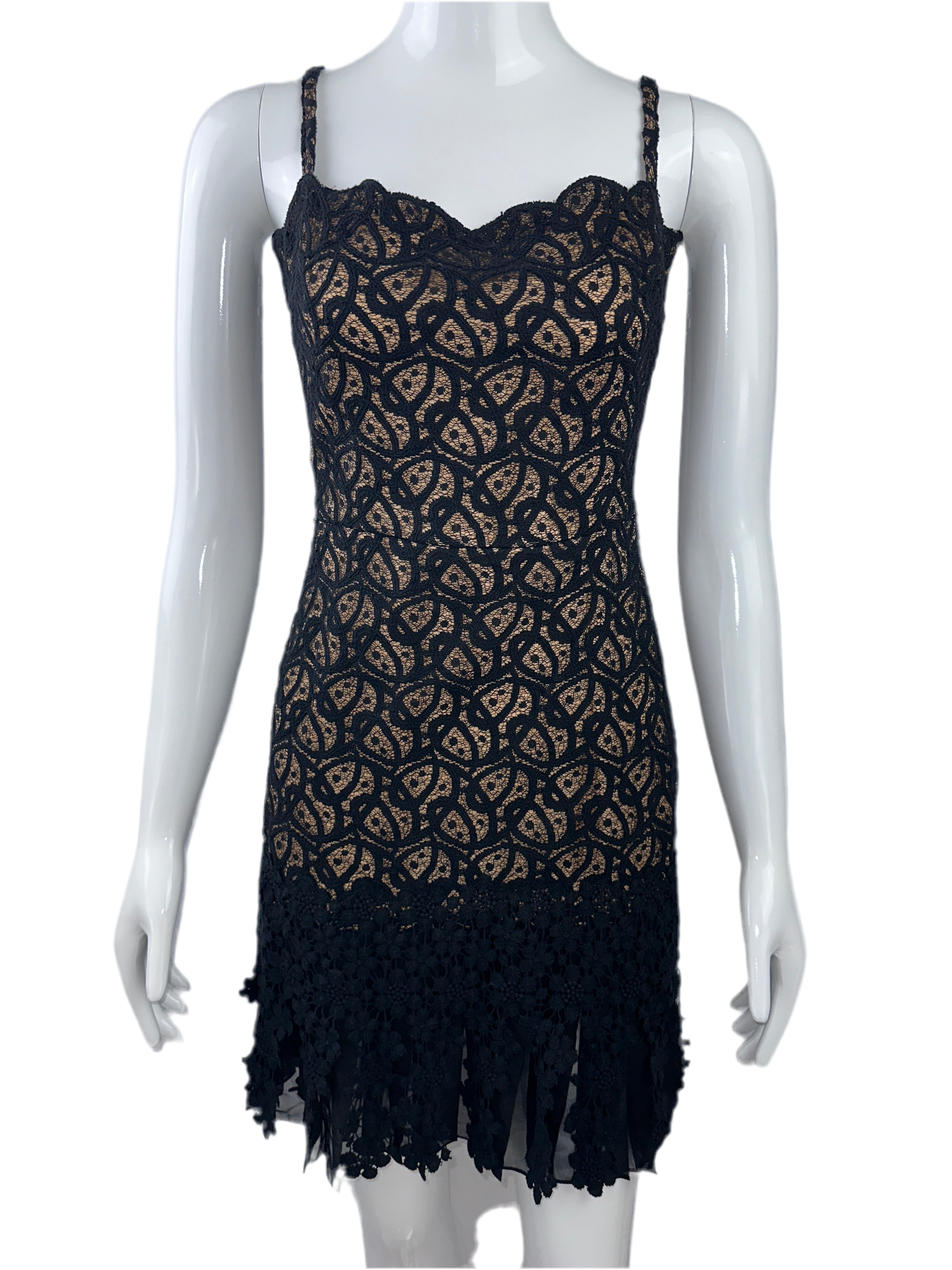 Oscar de la Renta black lace sleeveless cocktail dress - size 36