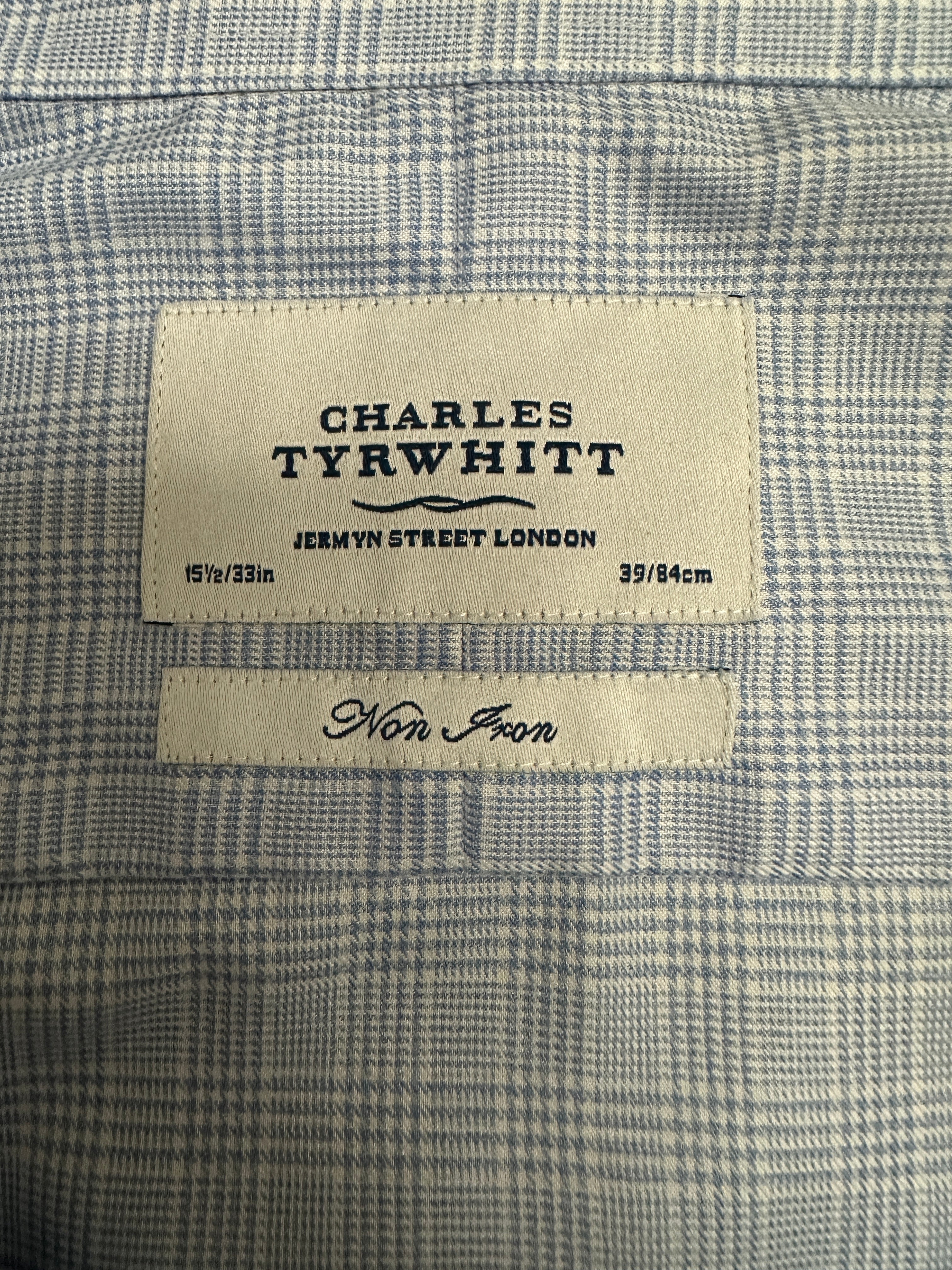 Charles Tyrwhitt blue check non-iron dress shirt - size L