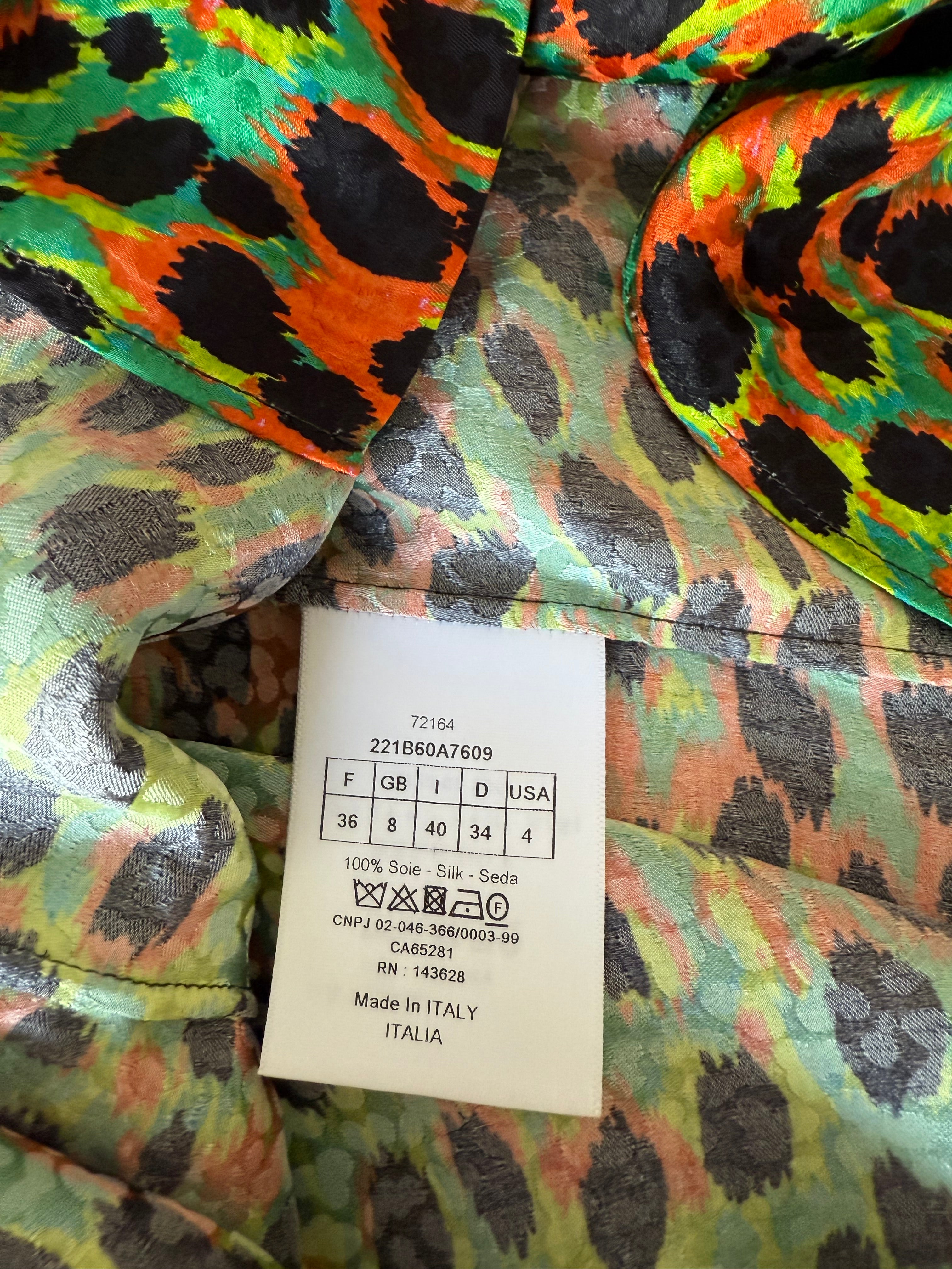 Dior green leopard and multicolor shirt - size 36