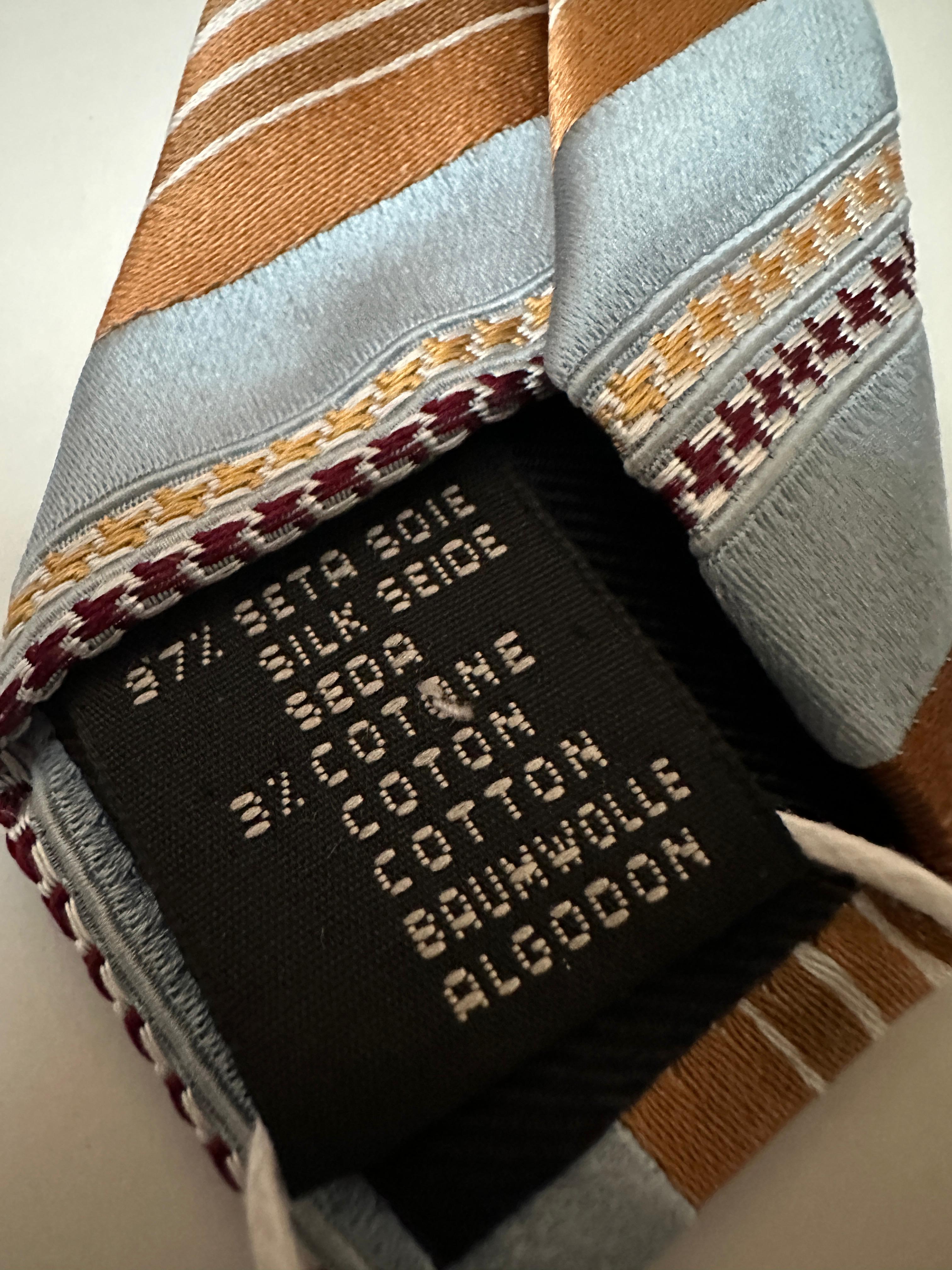 Ermenegildo Zegna silk tie (brown & light blue stripes)