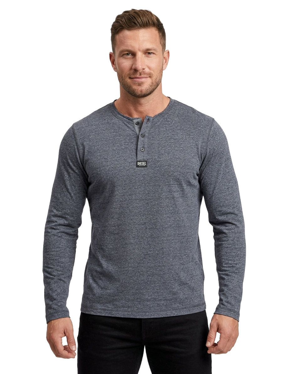 Diesel blue melange henley long sleeve - size M