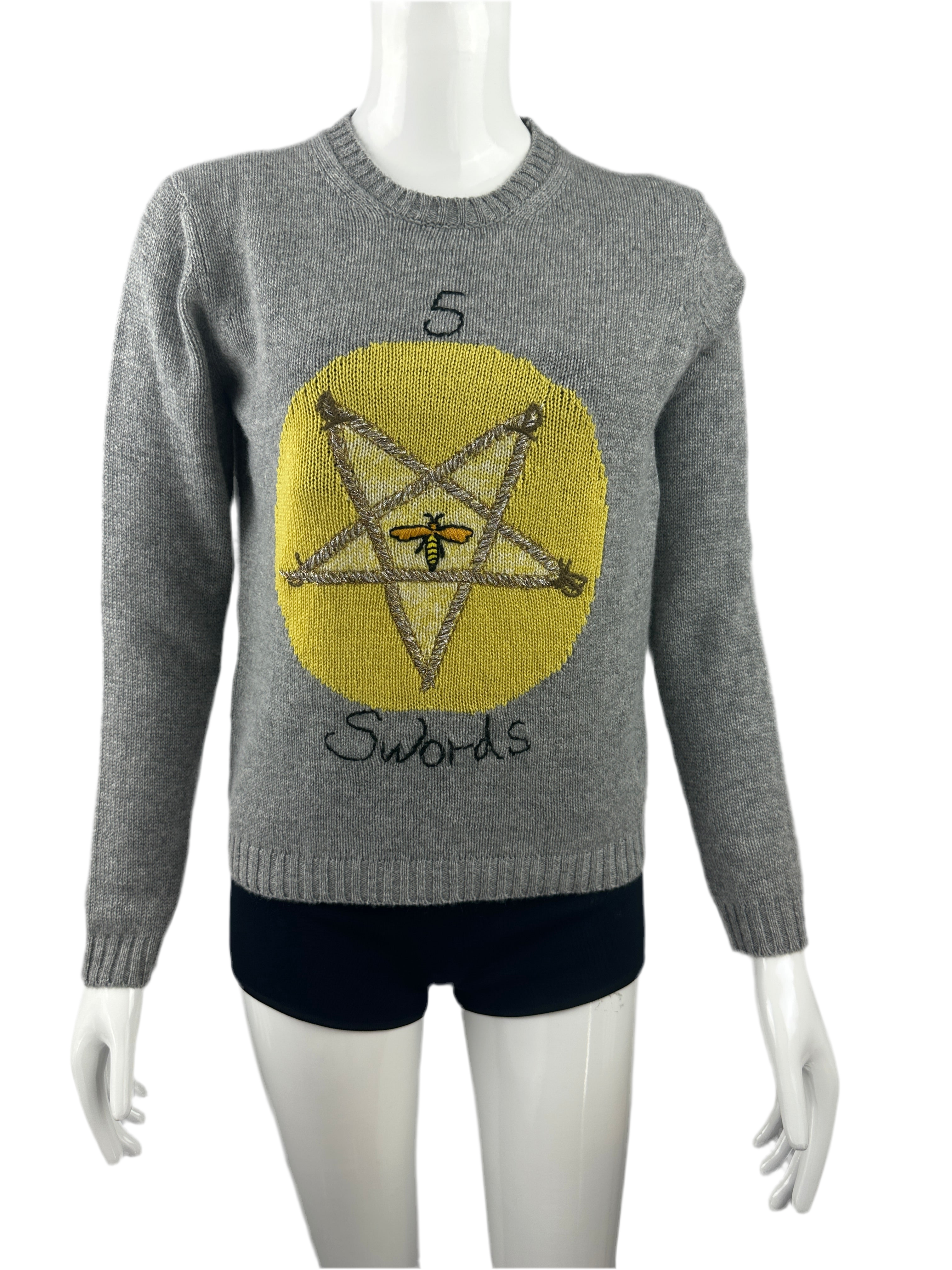 Dior grey sweater with yellow circle, star and bee - size 38
