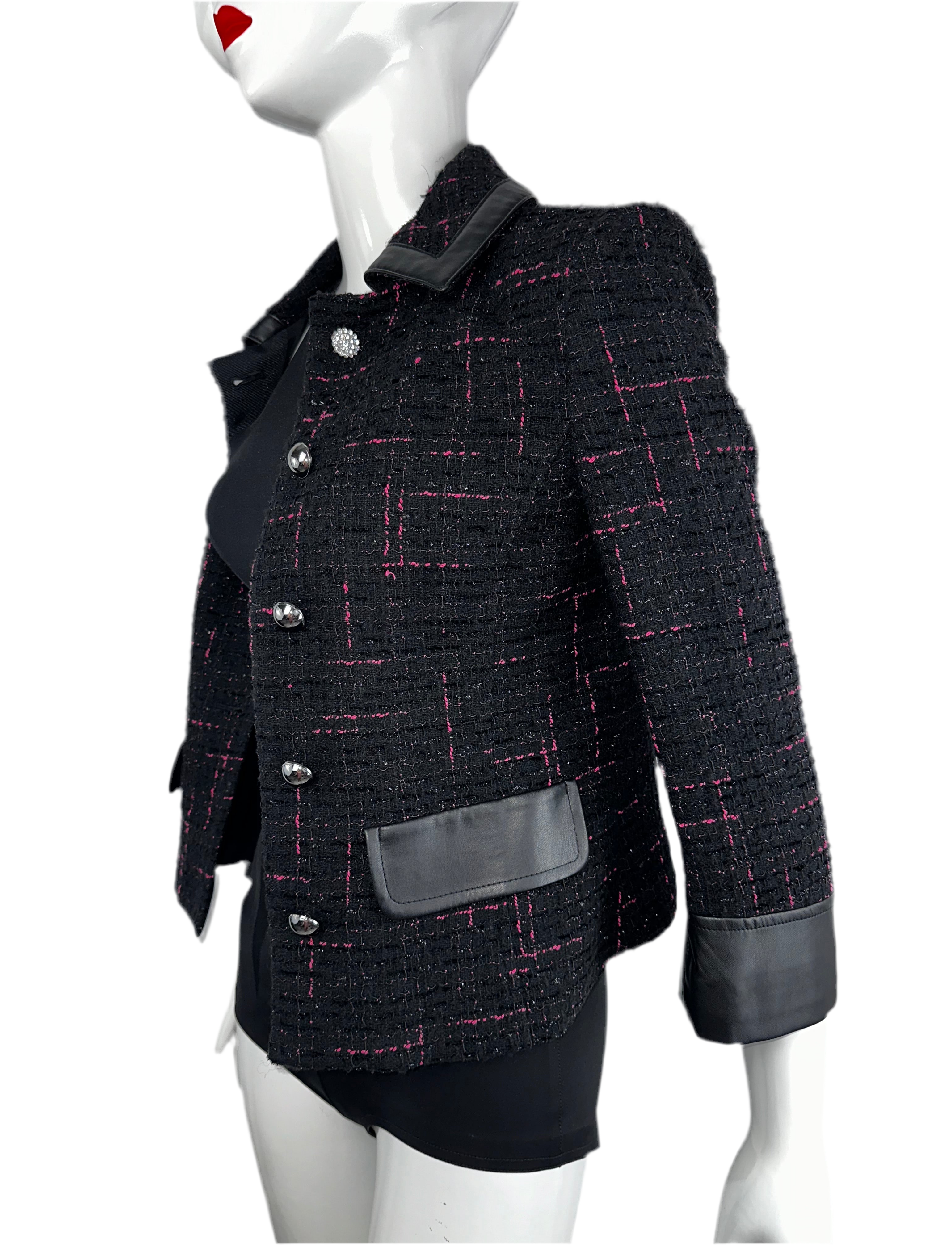Liu.Jo tweed effect jacket with imitation leather detail - size 34