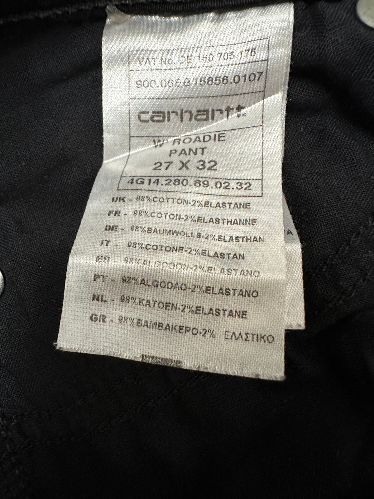 Carhartt WIP roadie pants black - size W27 L32