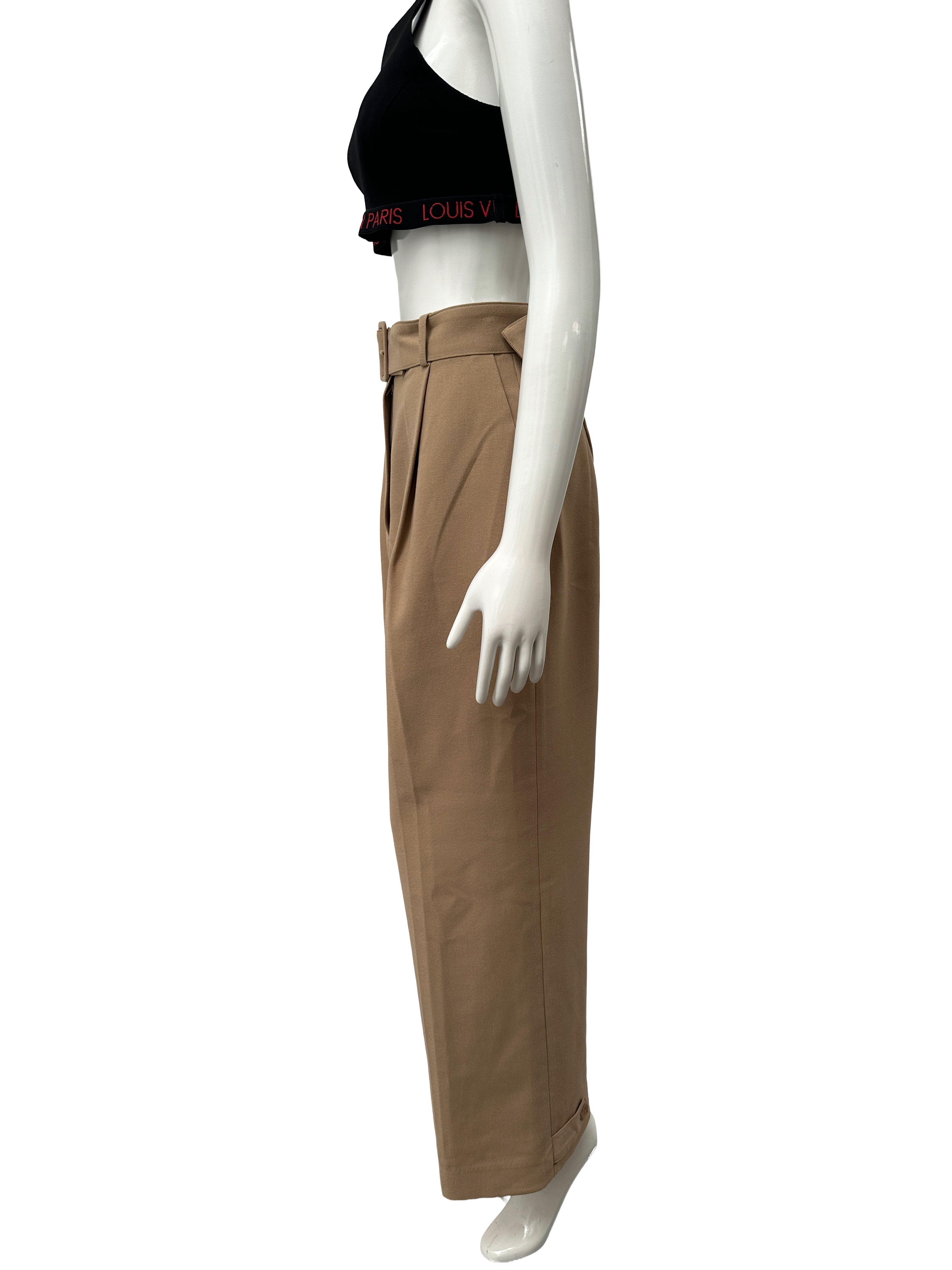 The Frankie Shop beige belted wide-leg pants - size 36