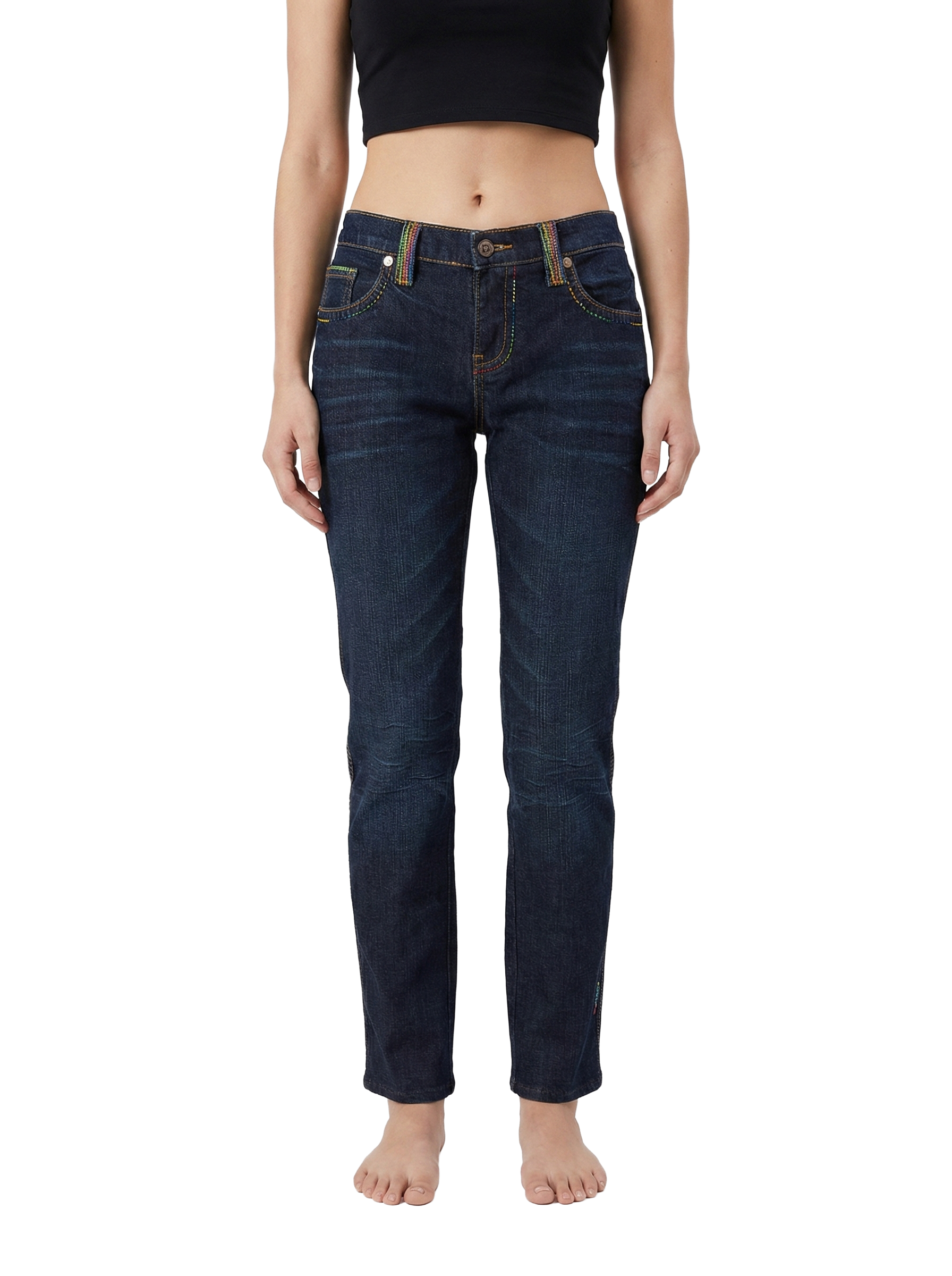 Coogi dark denim jeans with multicolor embroidery - size 33