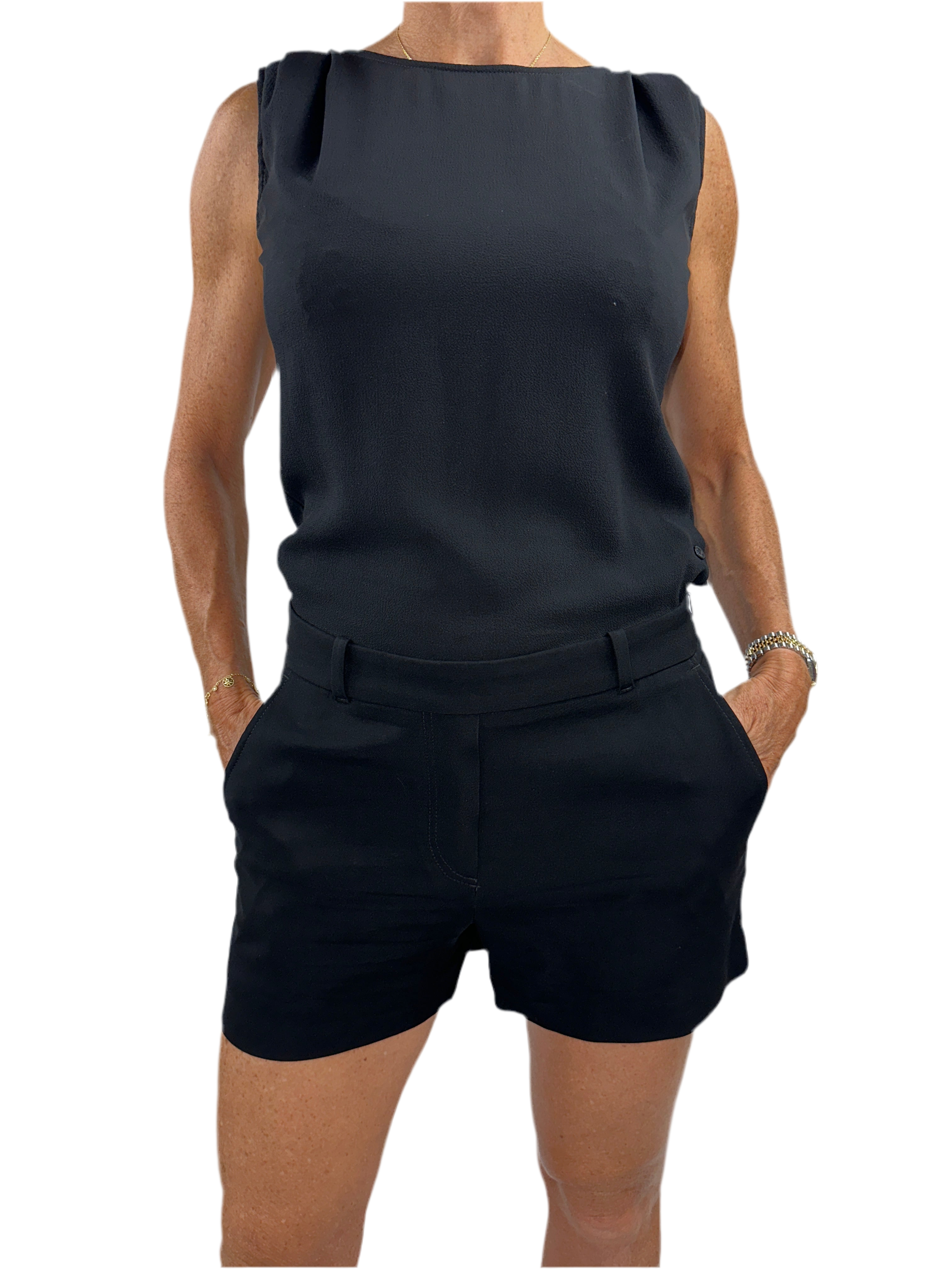 IKKS black short sleeveless jumpsuit with back opening - size 34