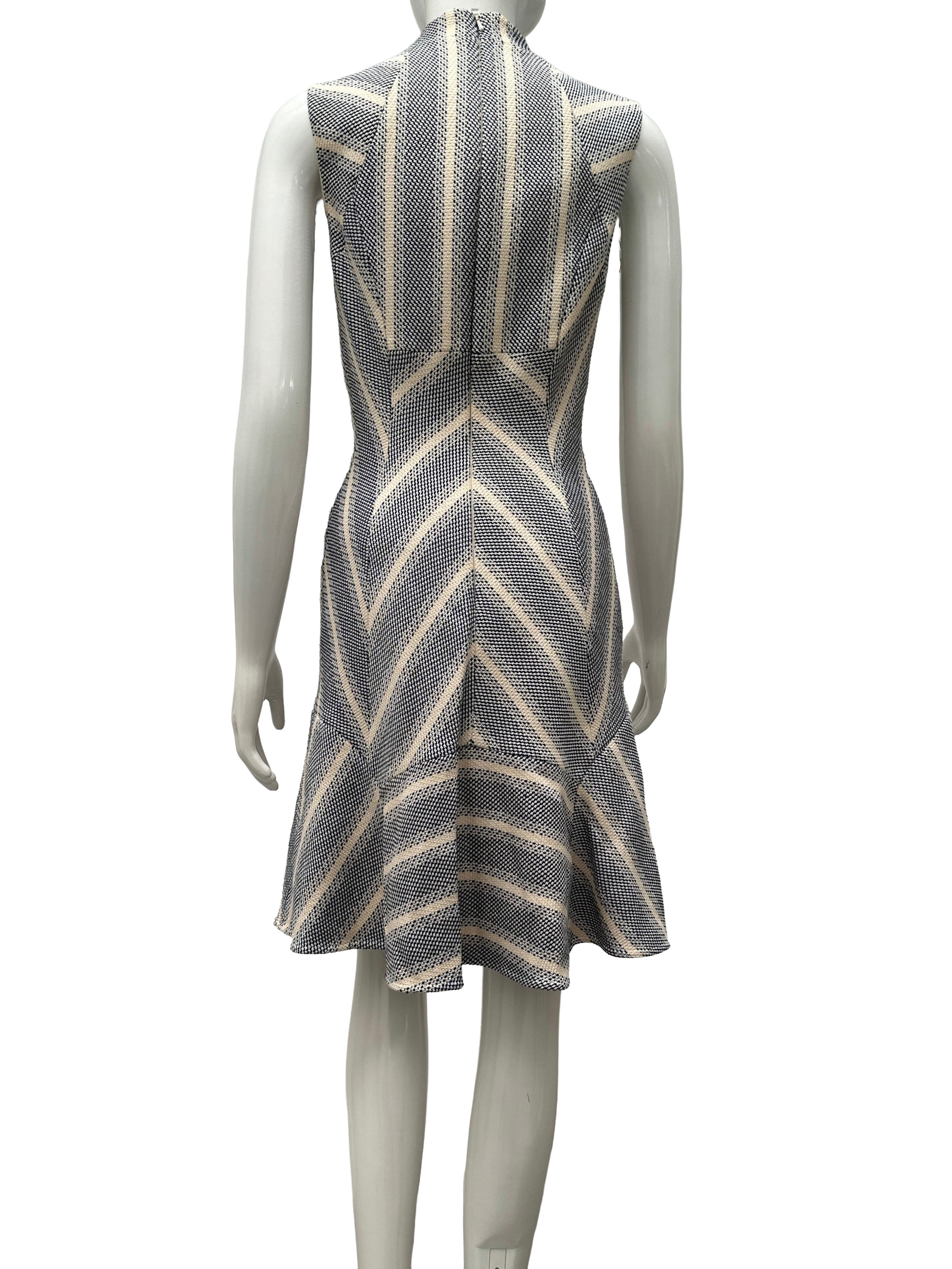 Karen Millen blue and white textured dress - size 38