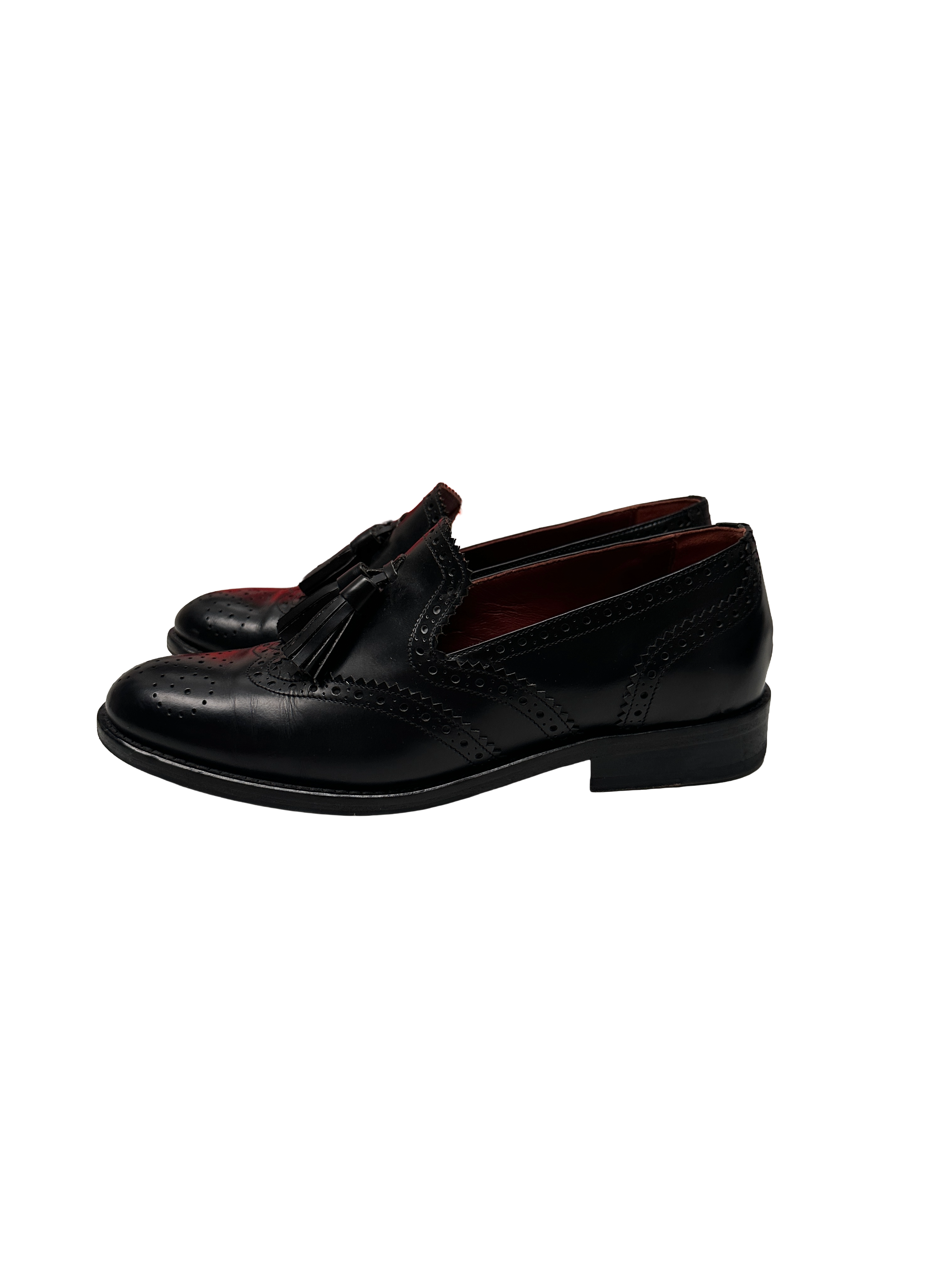 Colisee Paris black leather tassel brogue loafers - size 37