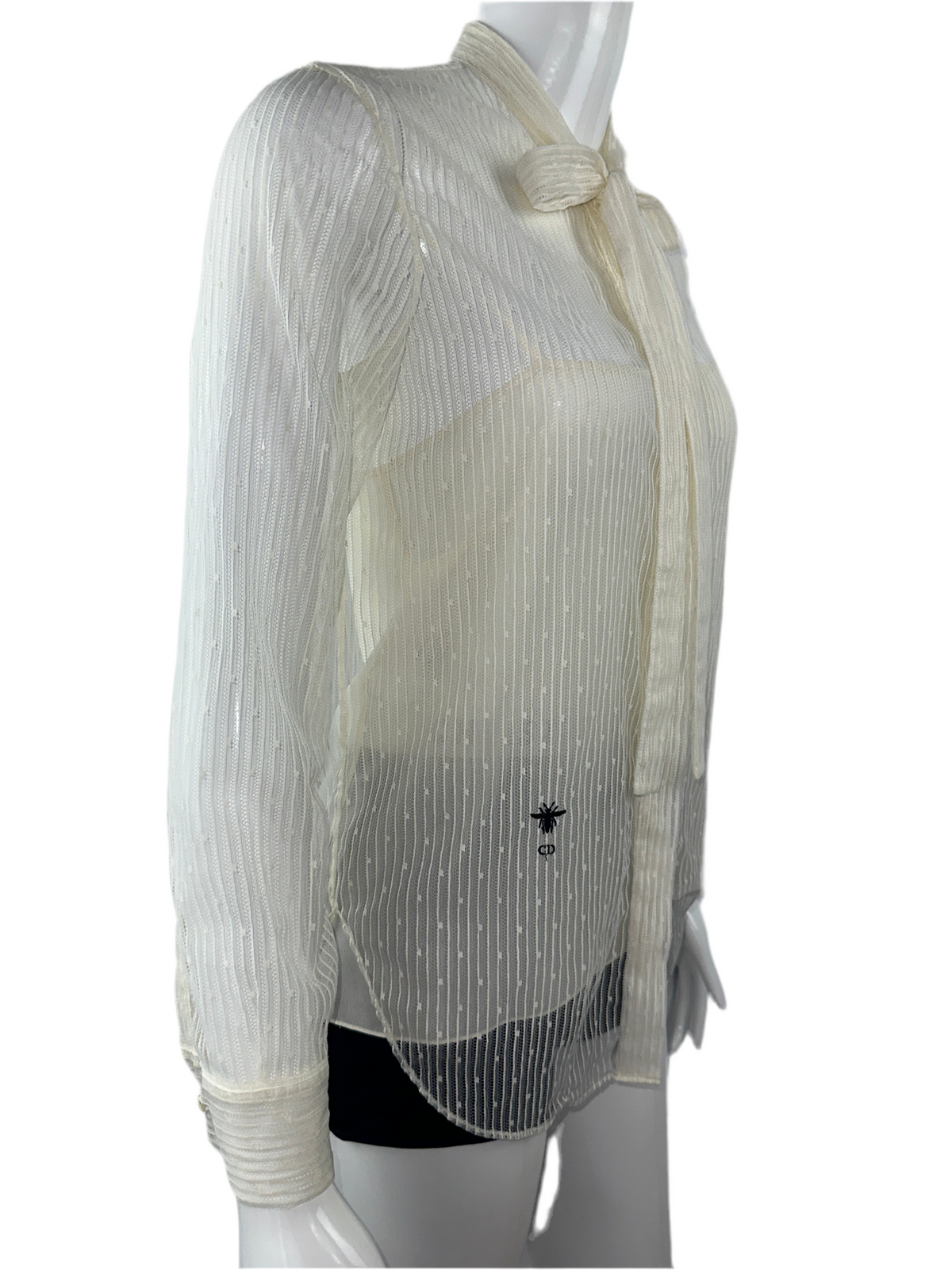 Dior transparent white top with dot detail - size 36