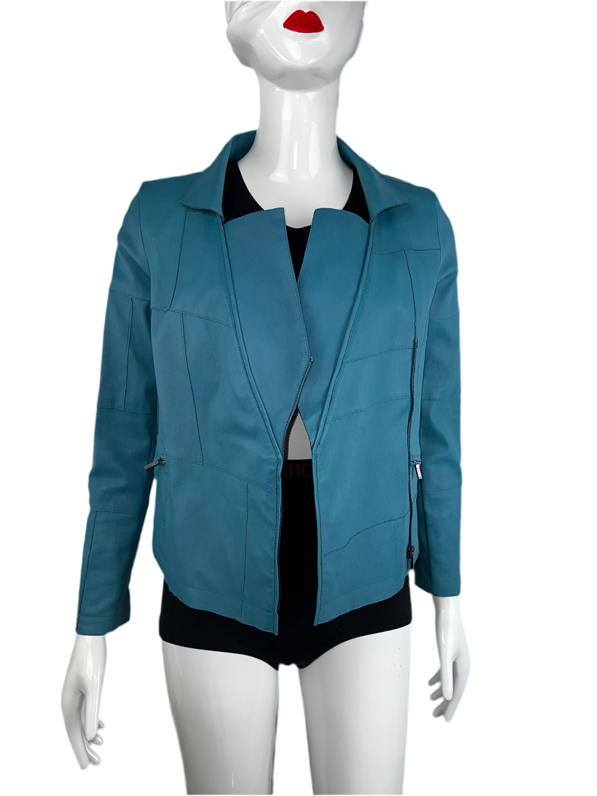 Chanel blue leather jacket - size 36