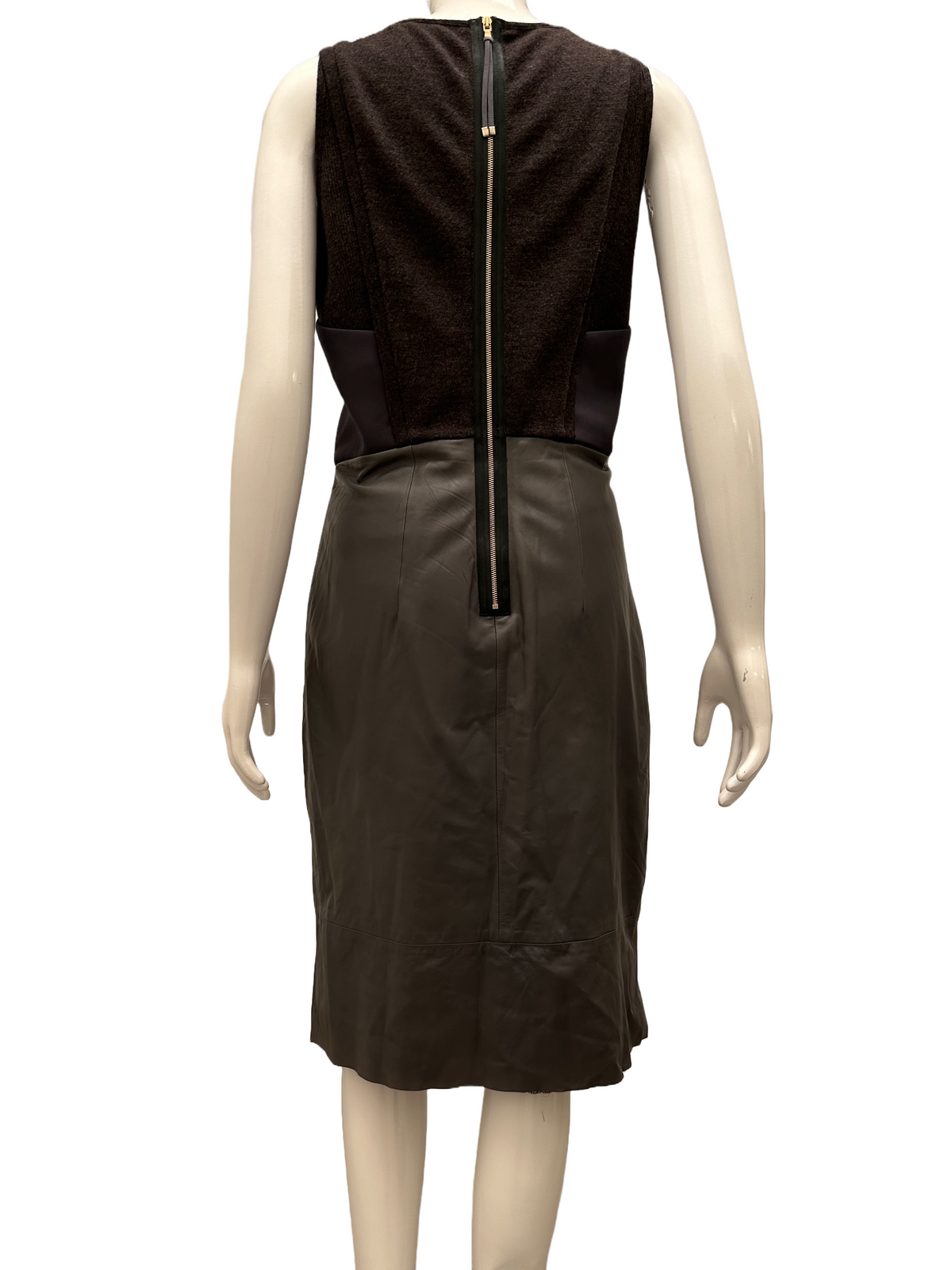 SportMax grey dress with leather details - size 40