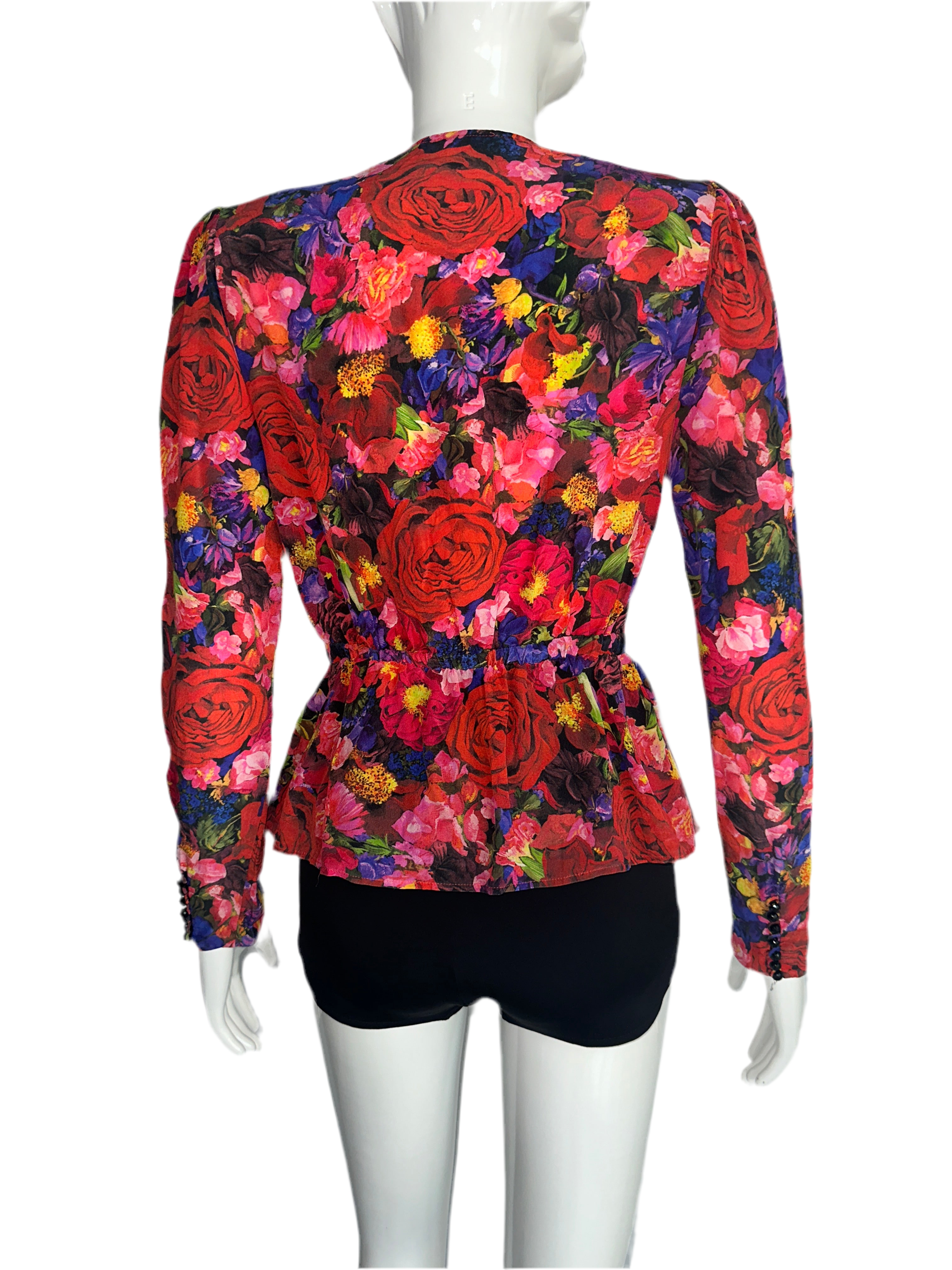 The Kooples belted floral blouse with epaulets - size 36