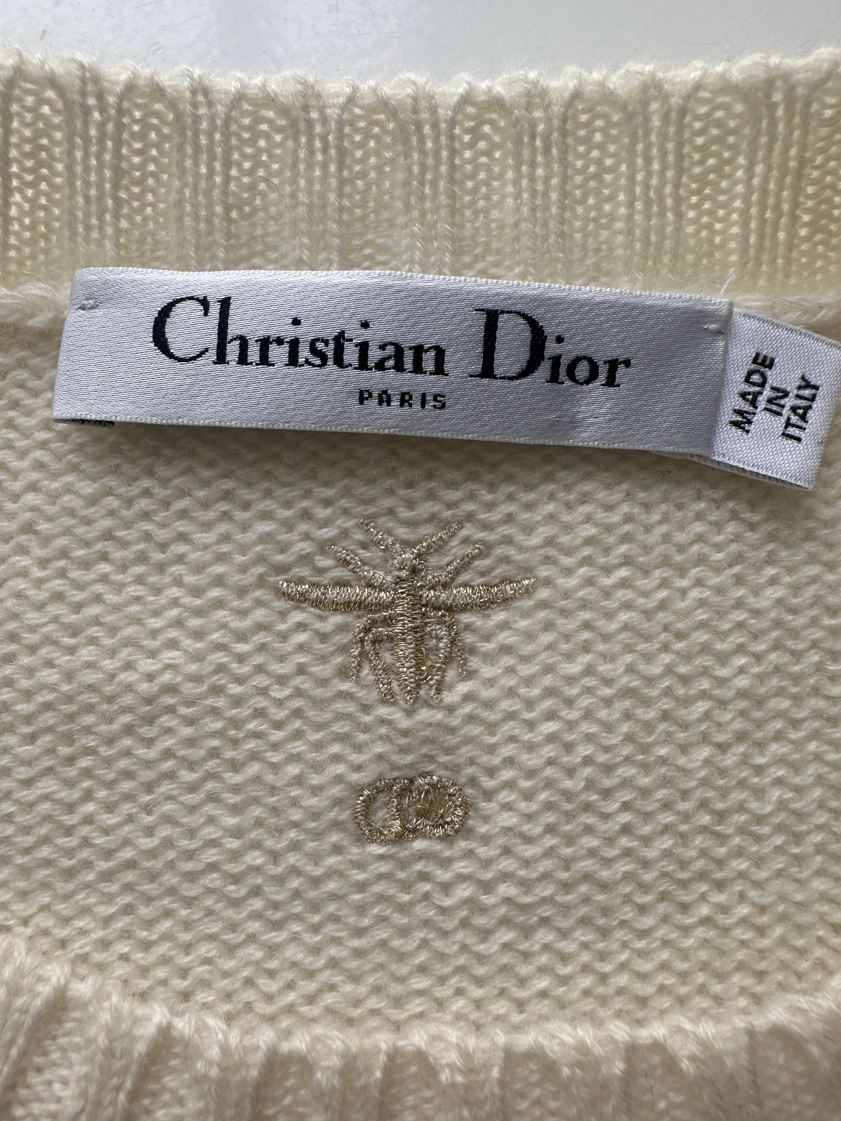 Dior white sweater with gold embroidery - size 38