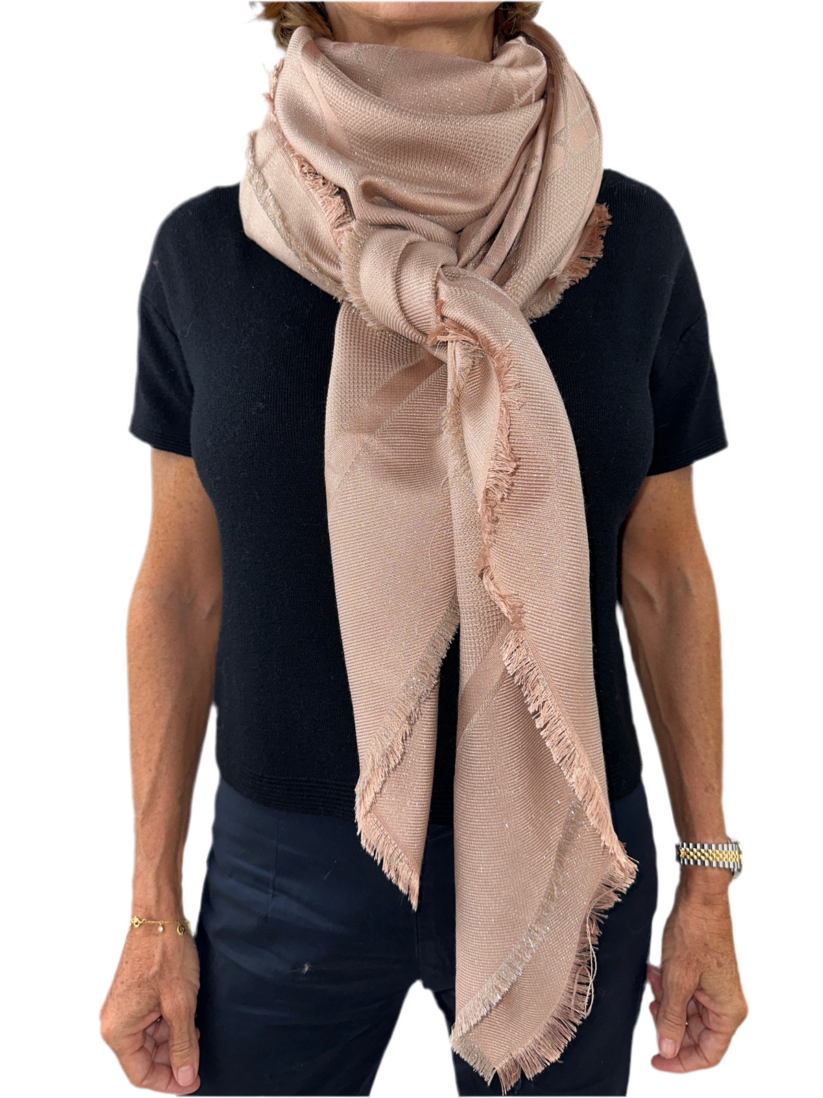 Dior stole shawl muffler canage silk wool women's light pink