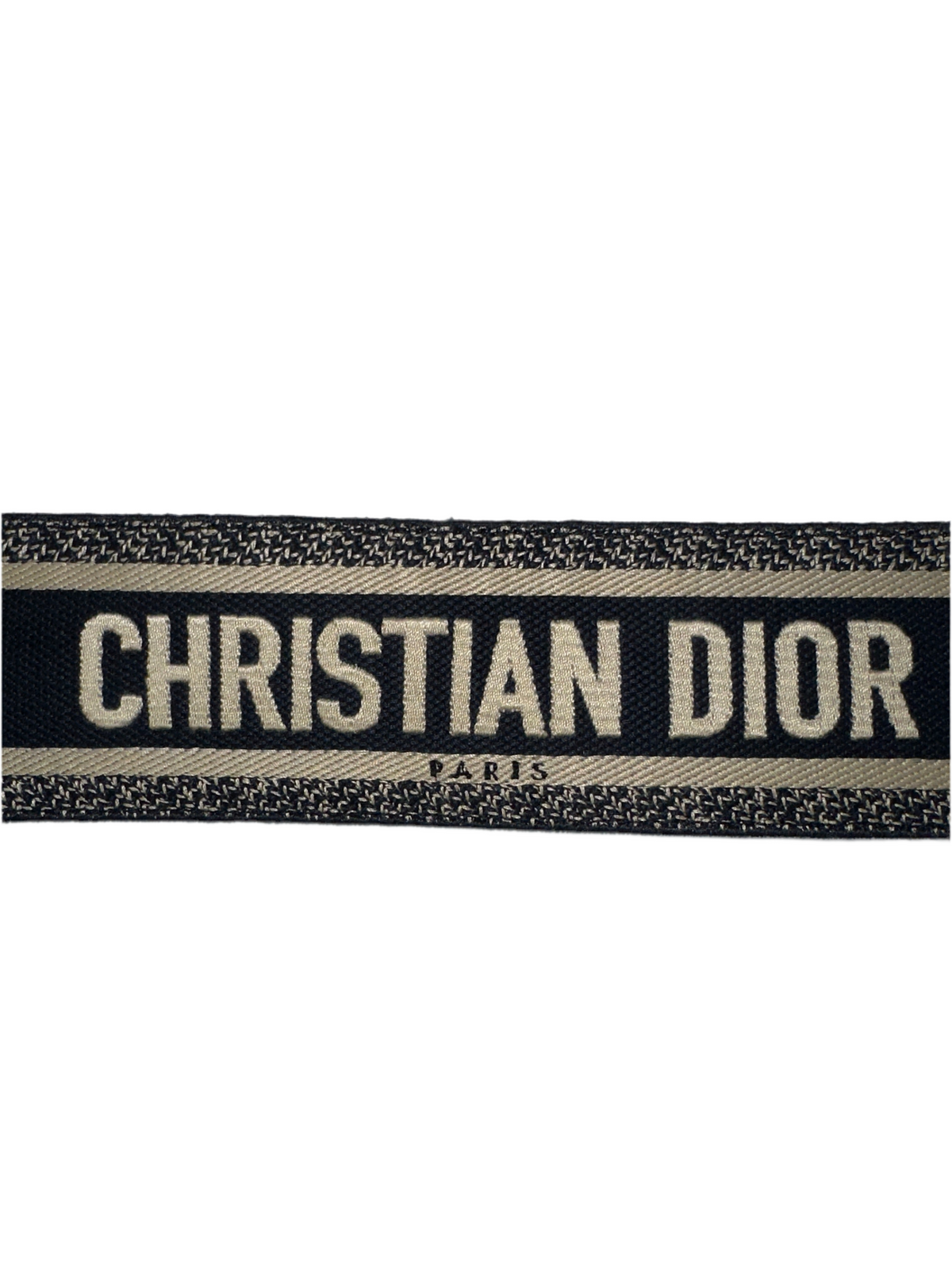 Dior blue/beige logo embroidered canvas and black leather Saddle belt small