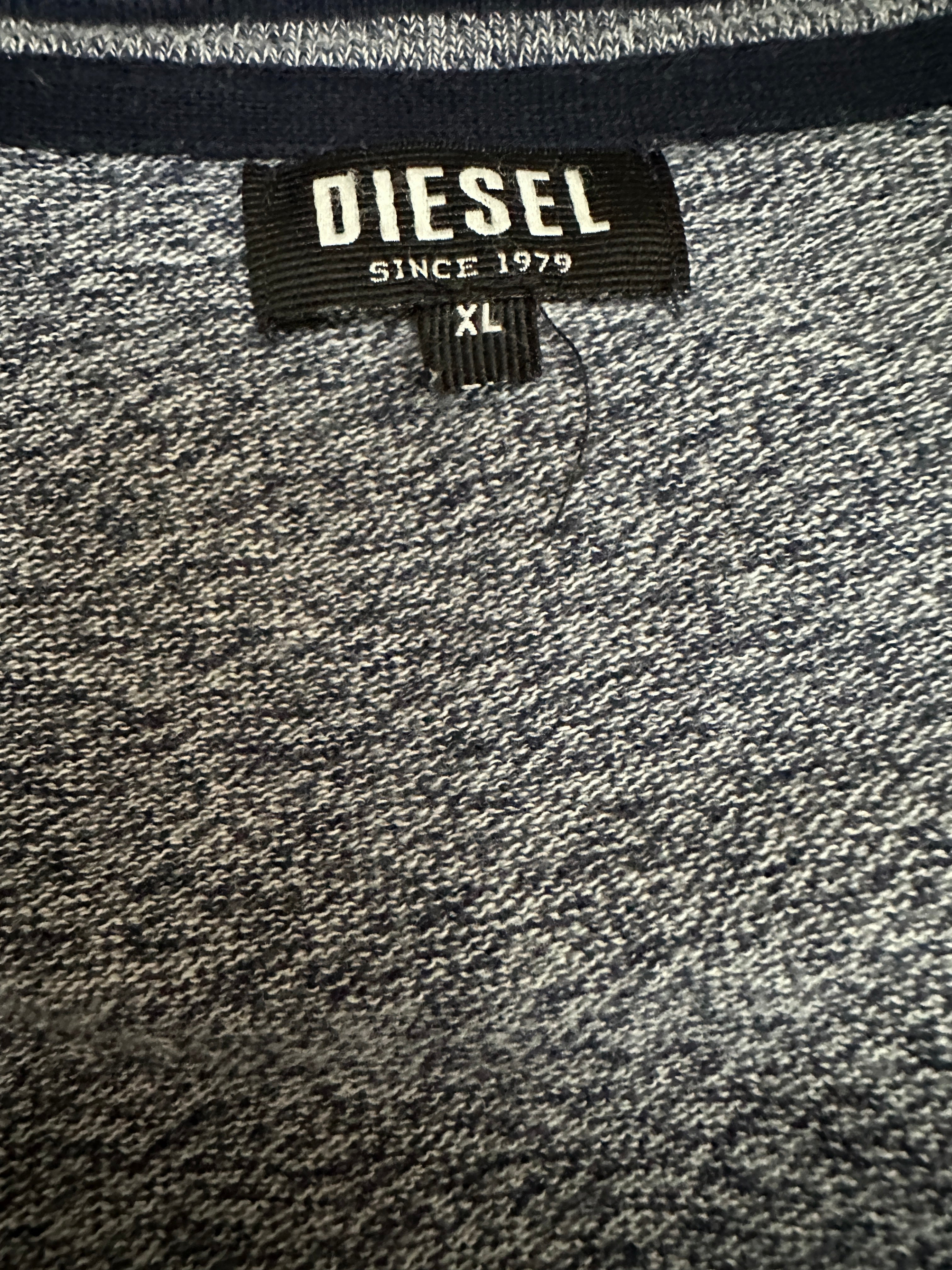 Diesel grey textured cotton knit sweater - size XL