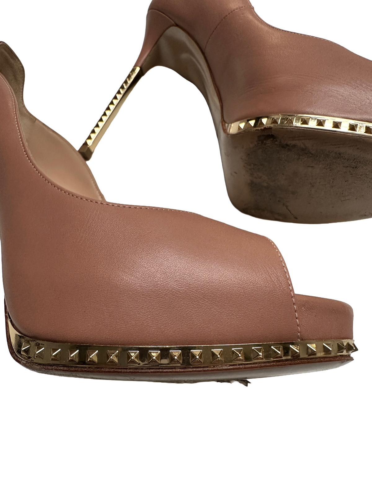 Valentino nude heels with gold spikes - size 39.5