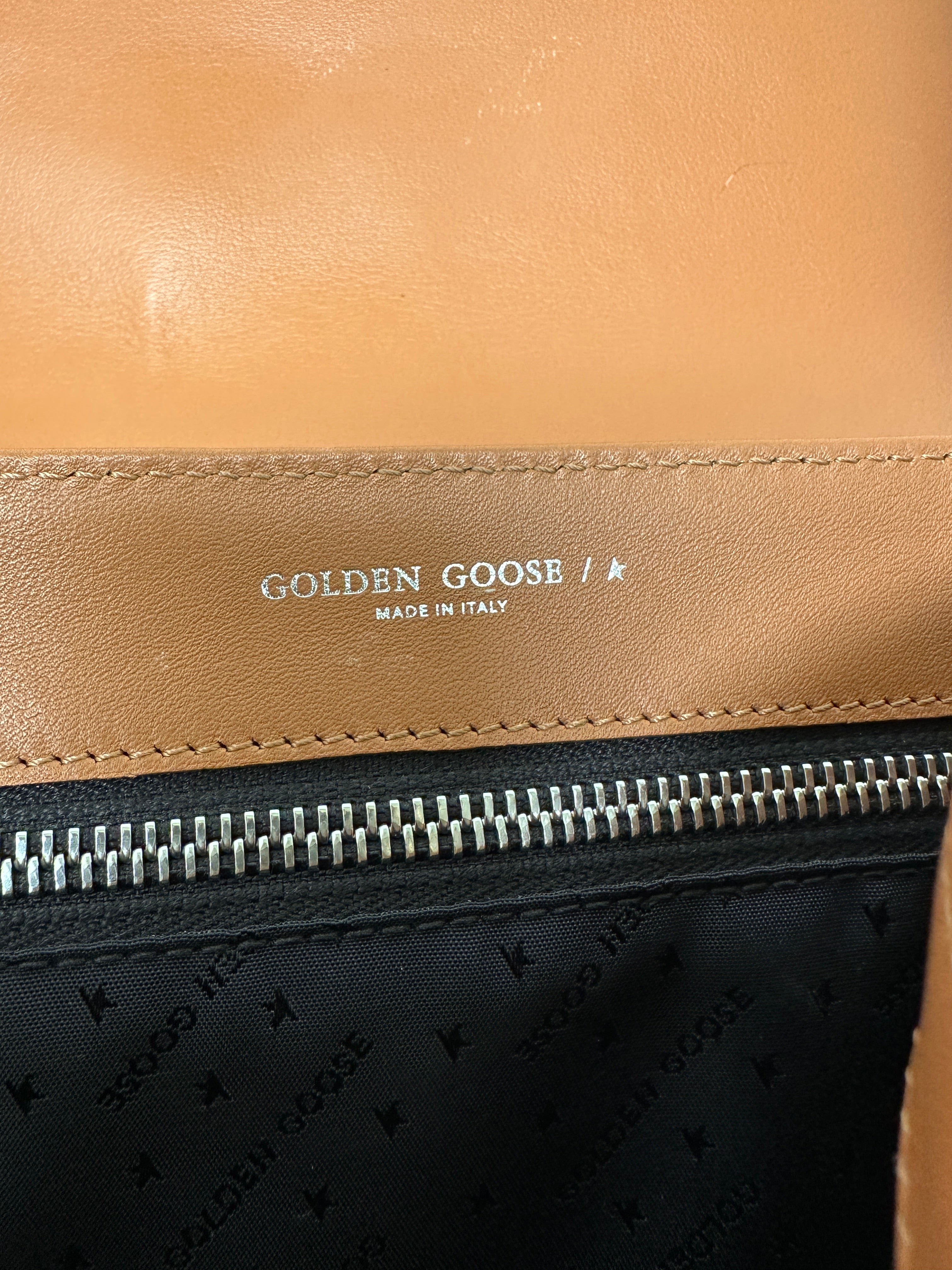 Golden Goose Rodeo bag in pale tan leather w blue bucket