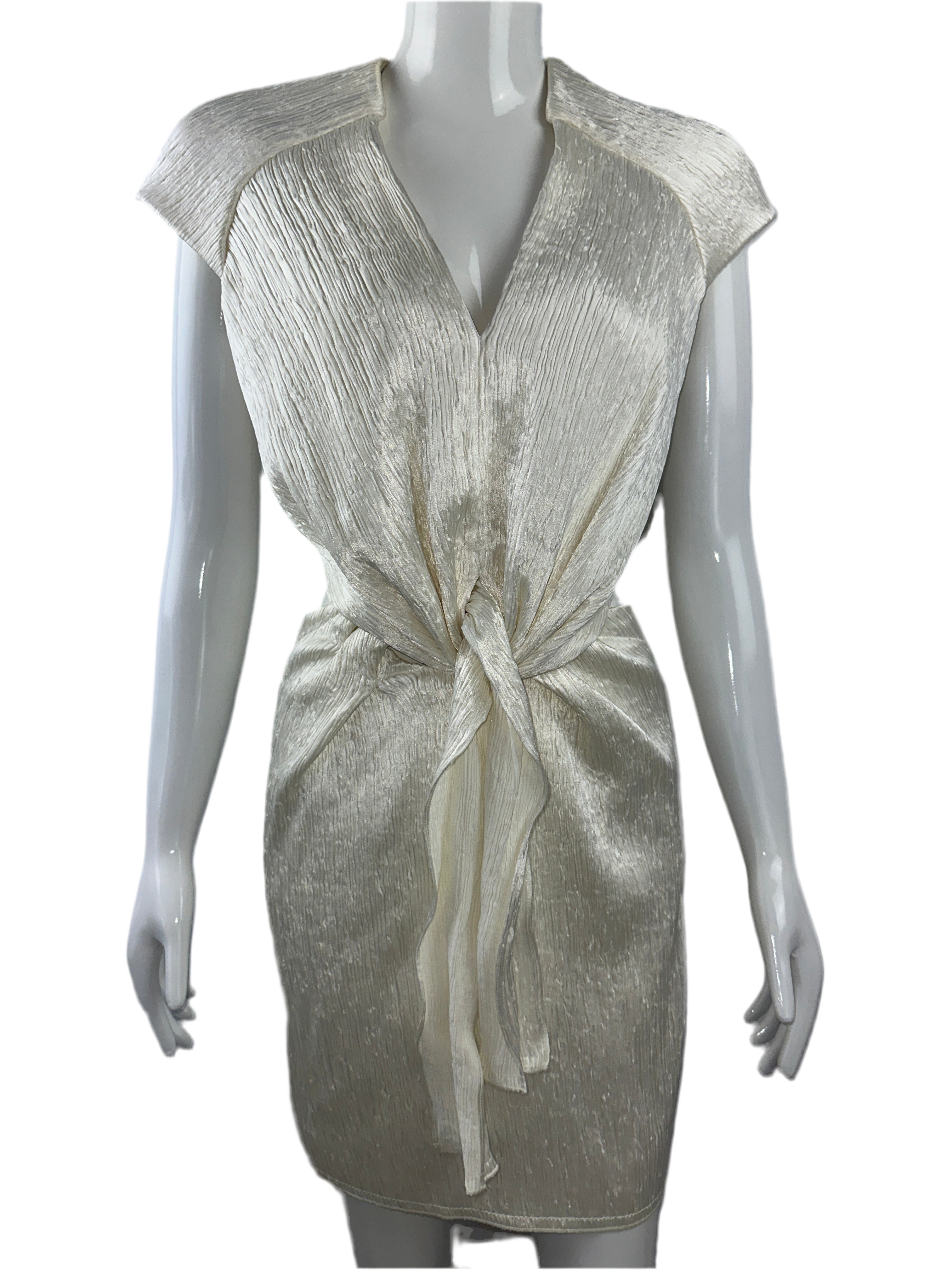 Louis vuitton bow dress white with silver shine - size 36