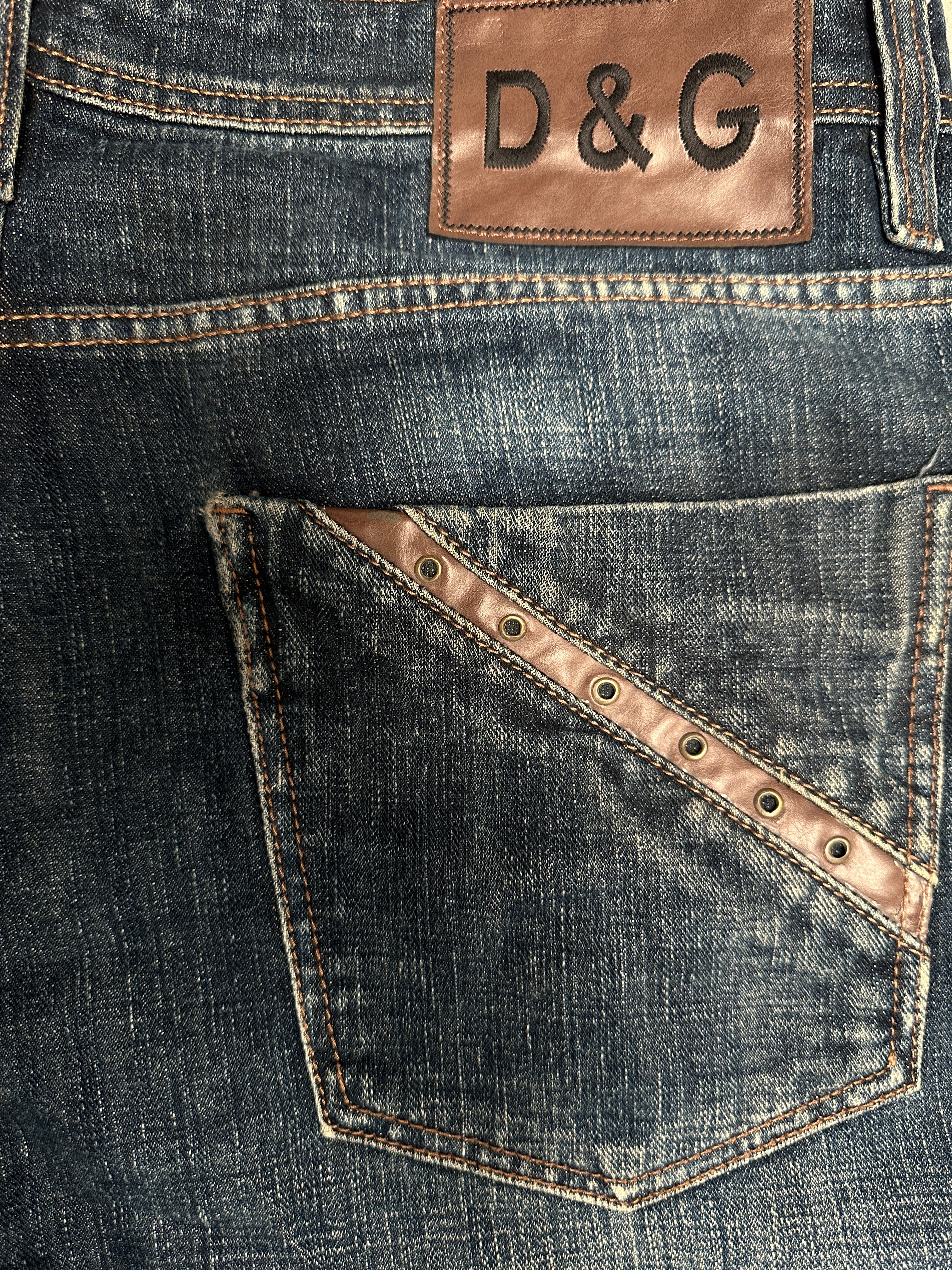Dolce & Gabbana denim jeans with leather details - size 36