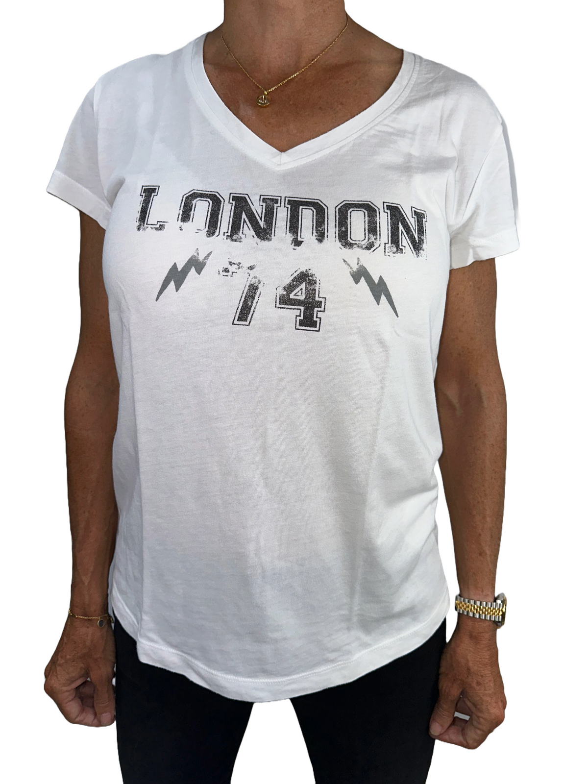 IKKS white tee shirt with inscription "London 74" - size 34