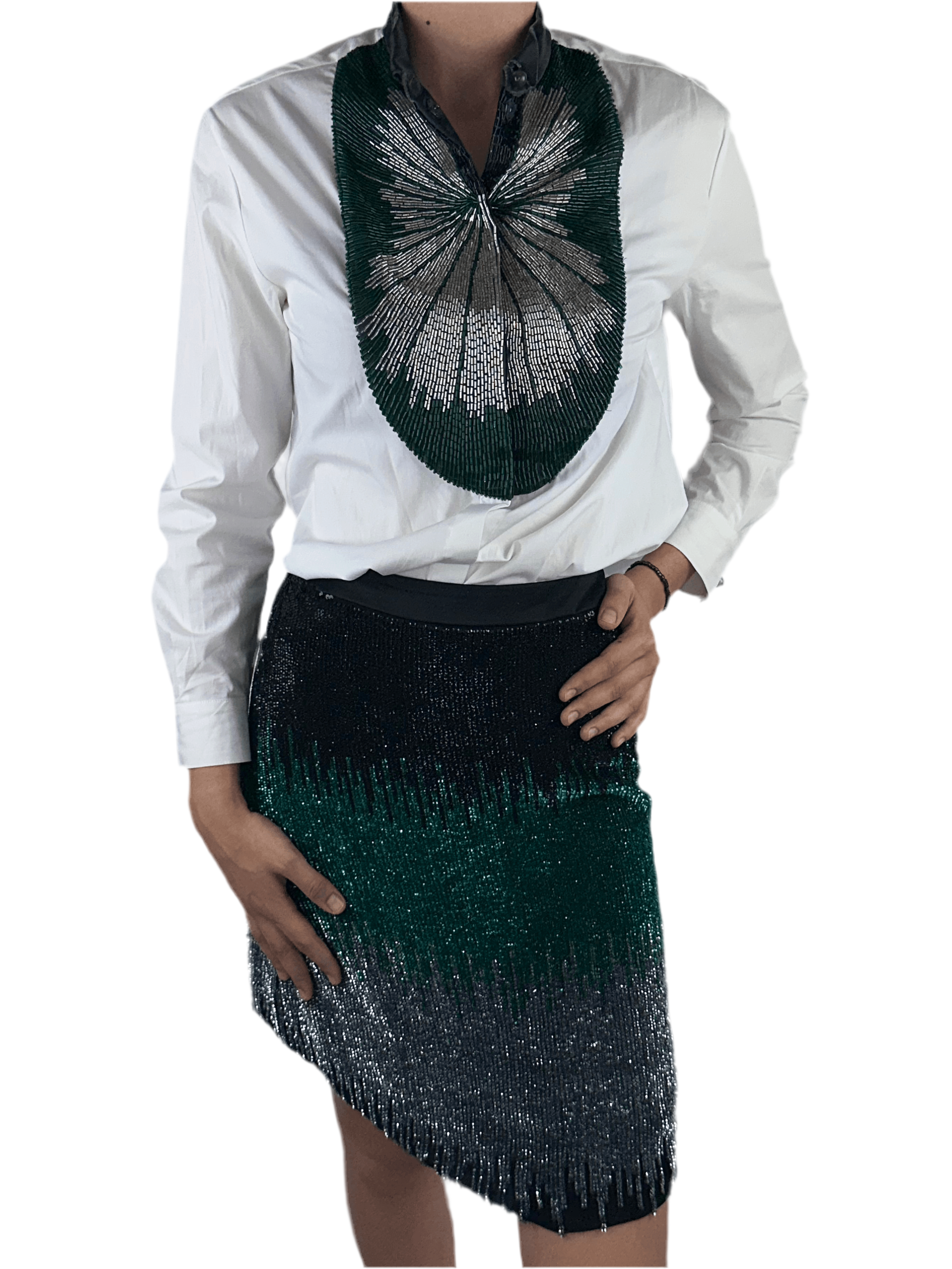 Emporio Armani white shirt with front sequin - size 38