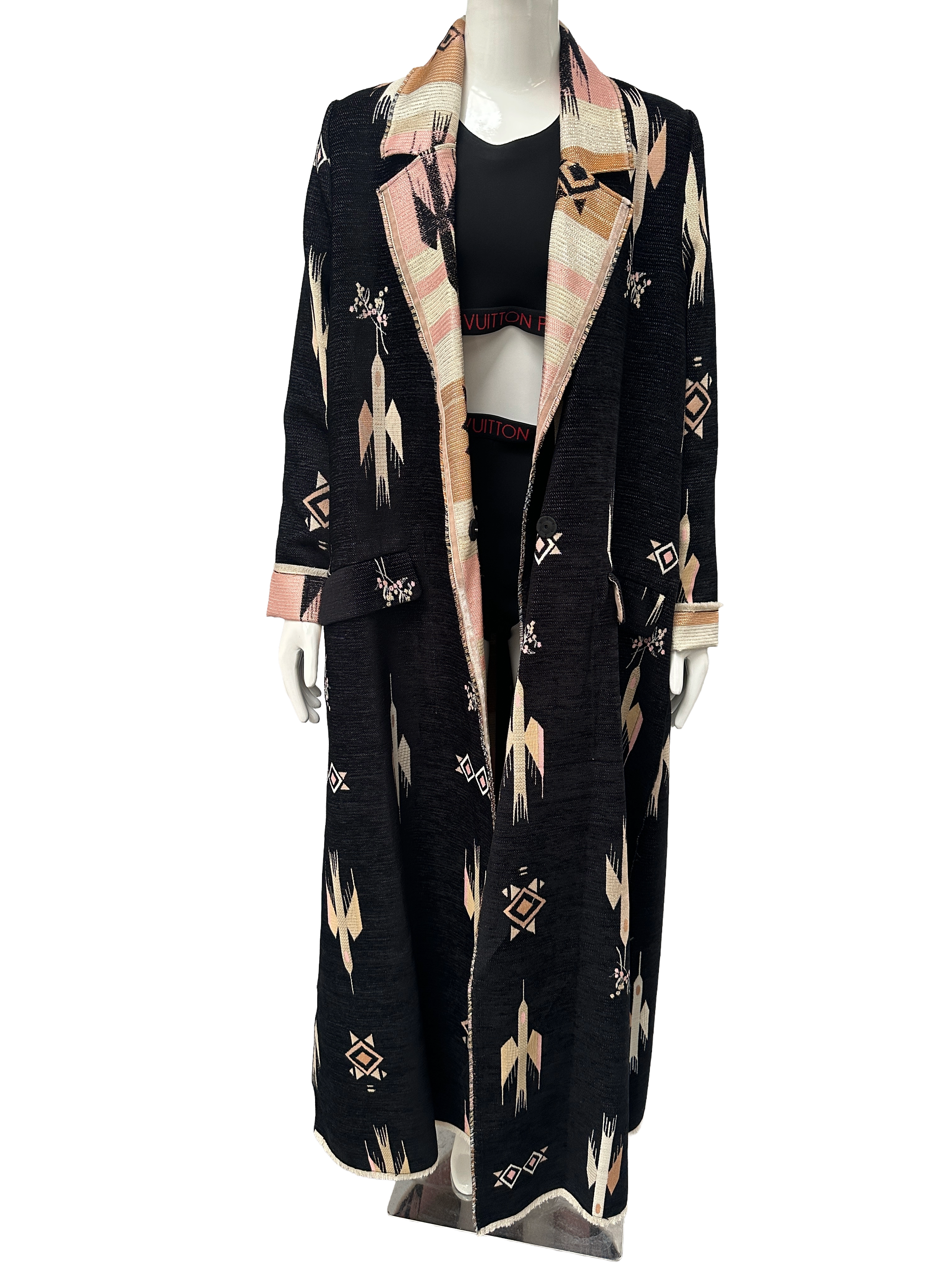 Forte_forte long jacquard coat with graphic pattern - size 2