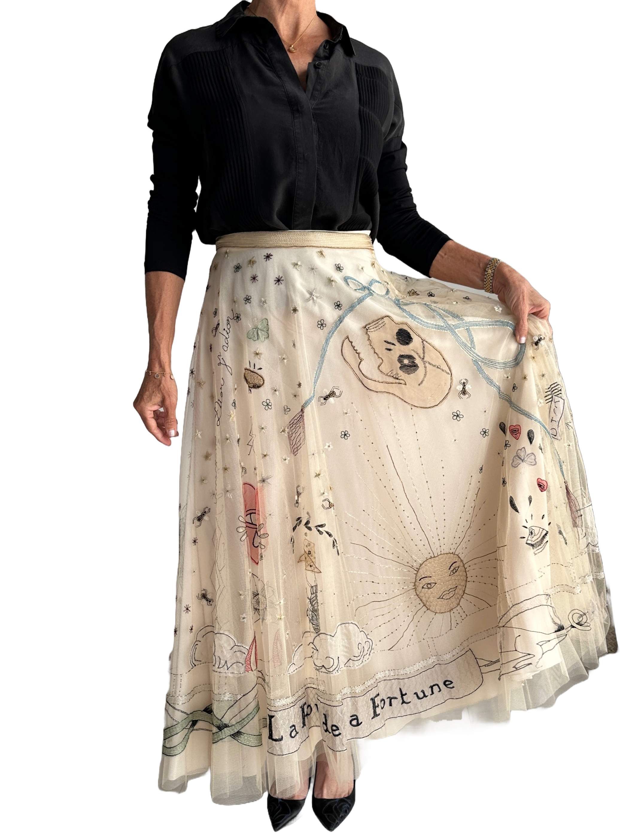 Dior long embroidered skirt - size 36