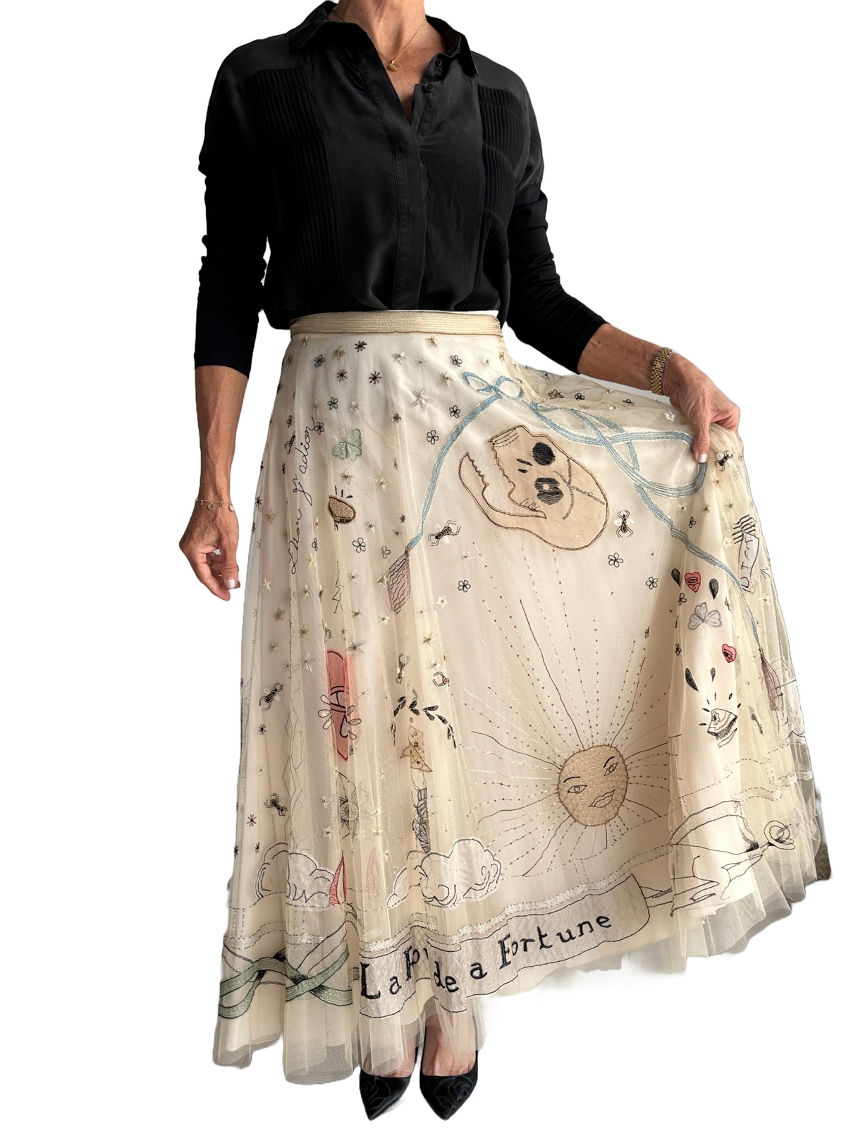 Dior long embroidered skirt - size 38