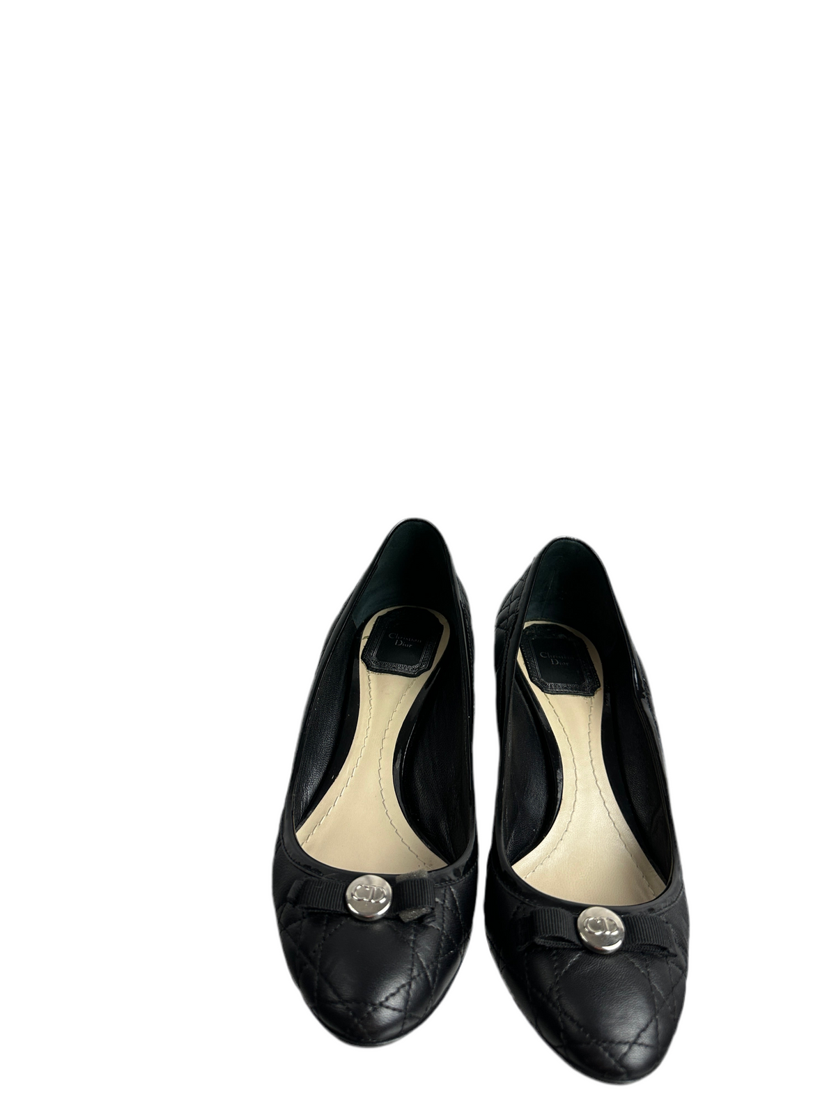 Dior black quanage leather bow pumps - size 37