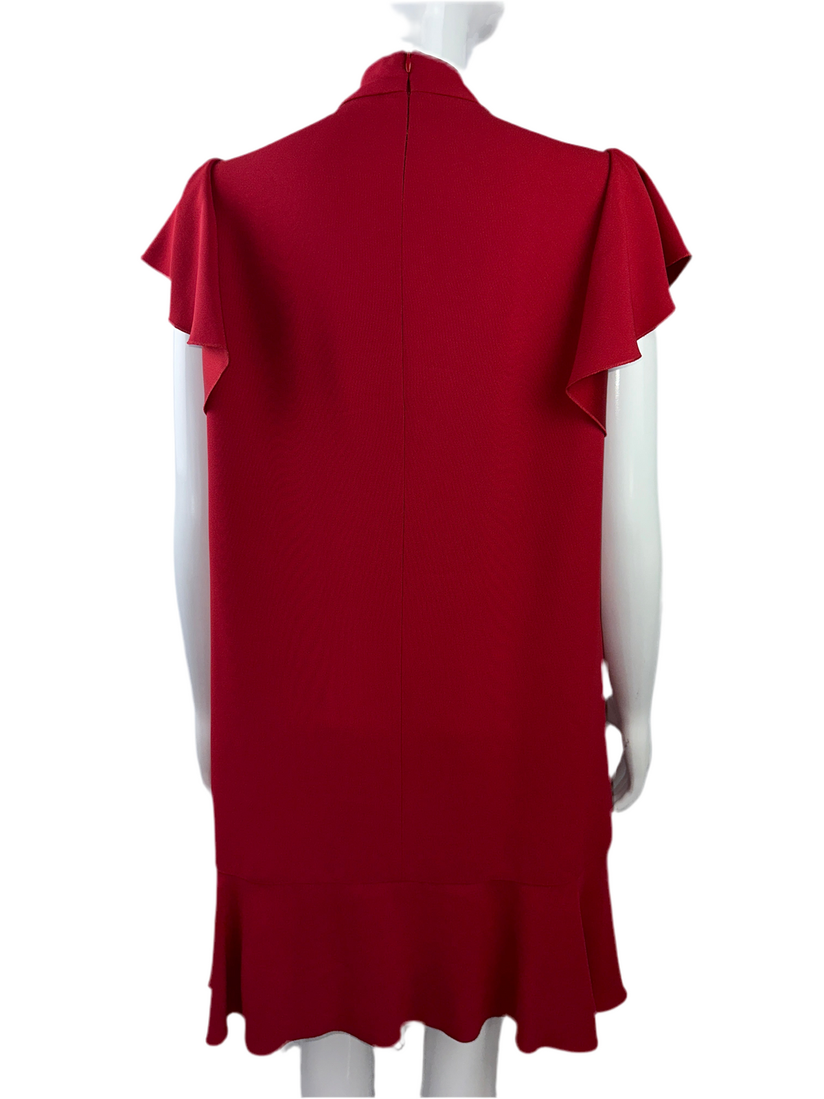 Red Valentino red dress with V-neckline and side ruffles - size 44